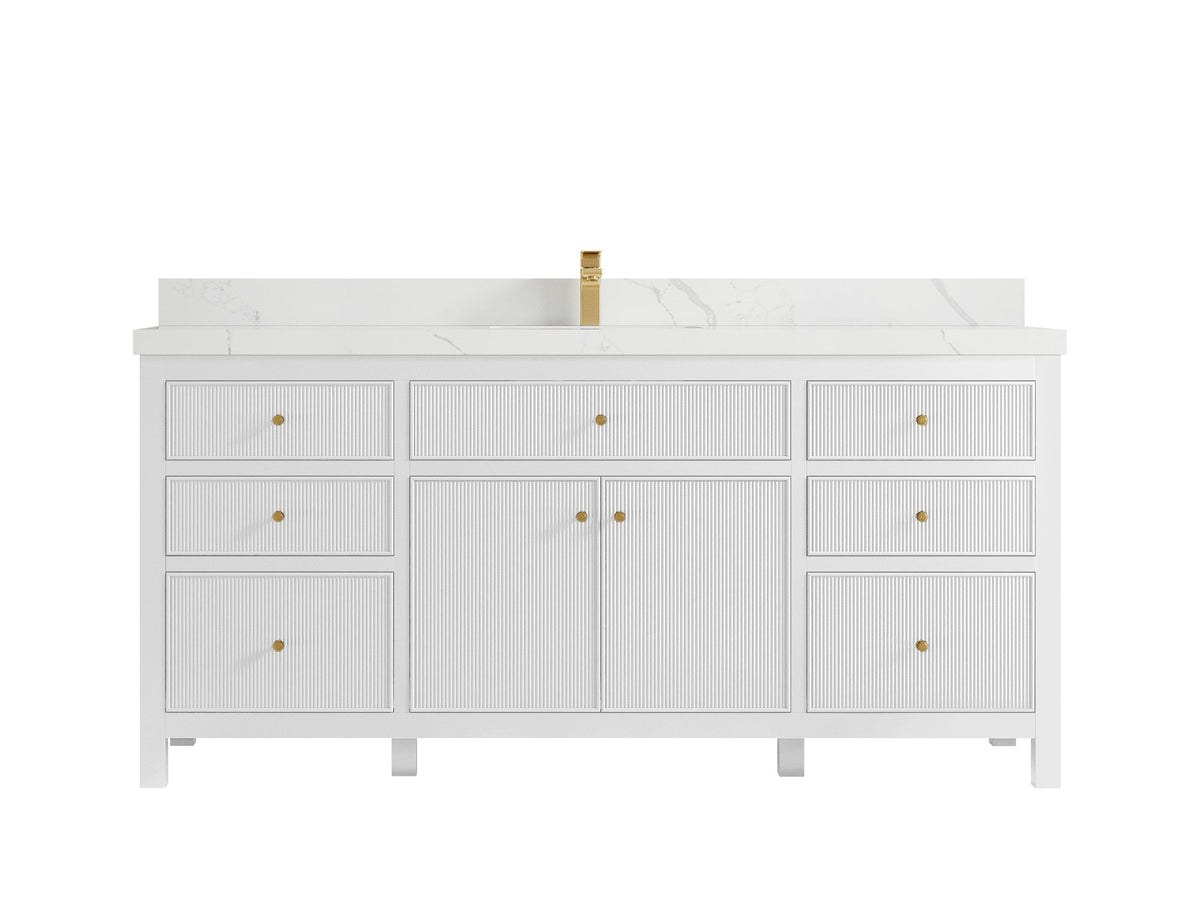 Sonoma 72 in W x 22 in D Free Standing Reeded Single Sink Bathroom Vanity - Willow Bath and Vanity