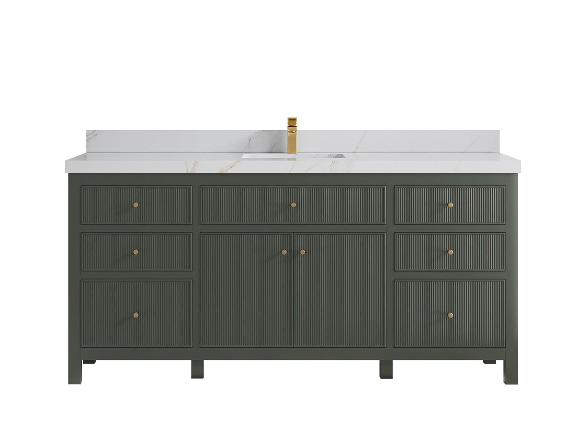 Sonoma 72 in W x 22 in D Free Standing Reeded Single Sink Bathroom Vanity - Willow Bath and Vanity