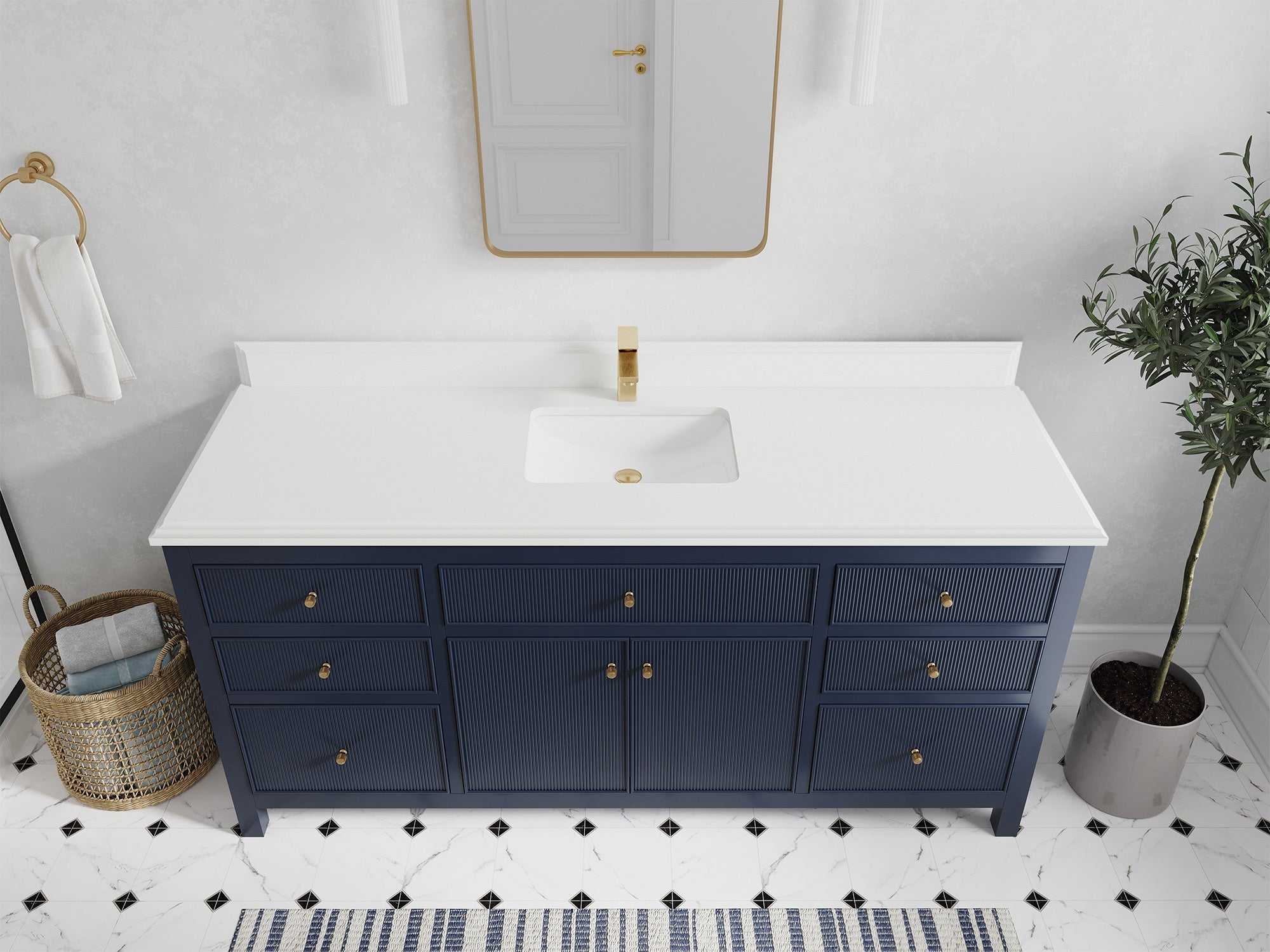 Sonoma 72 in W x 22 in D Free Standing Reeded Single Sink Bathroom Vanity - Willow Bath and Vanity