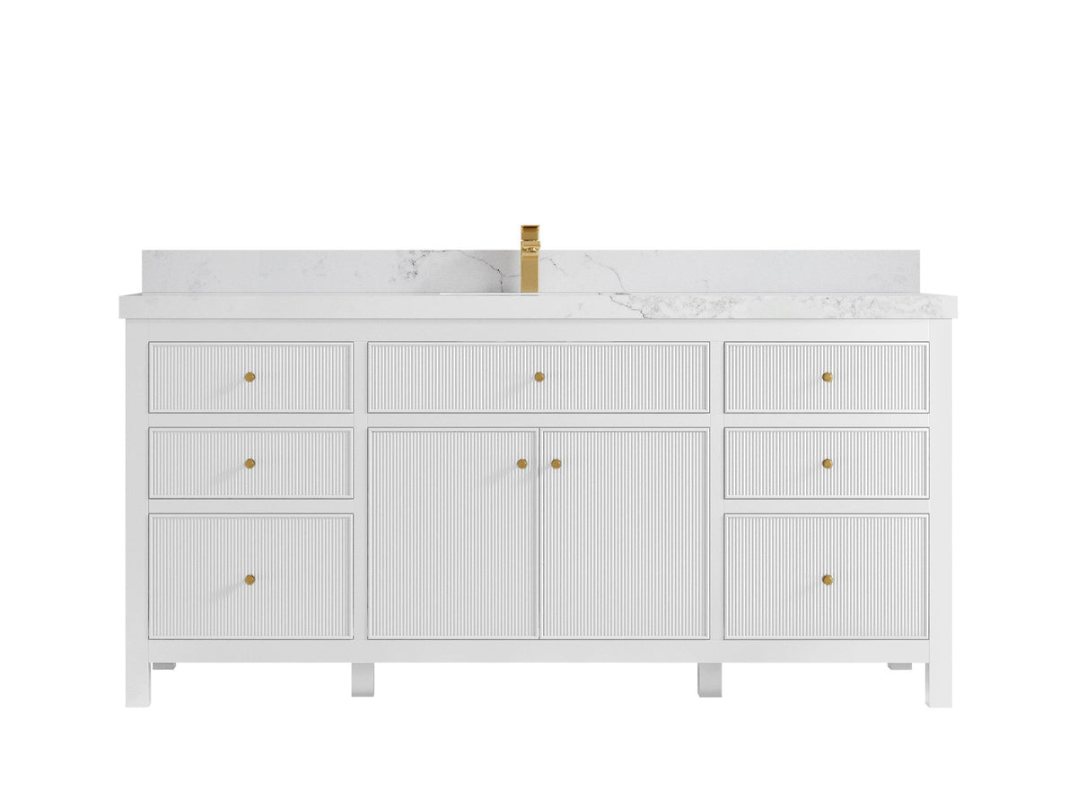 Sonoma 72 in W x 22 in D Free Standing Reeded Single Sink Bathroom Vanity - Willow Bath and Vanity