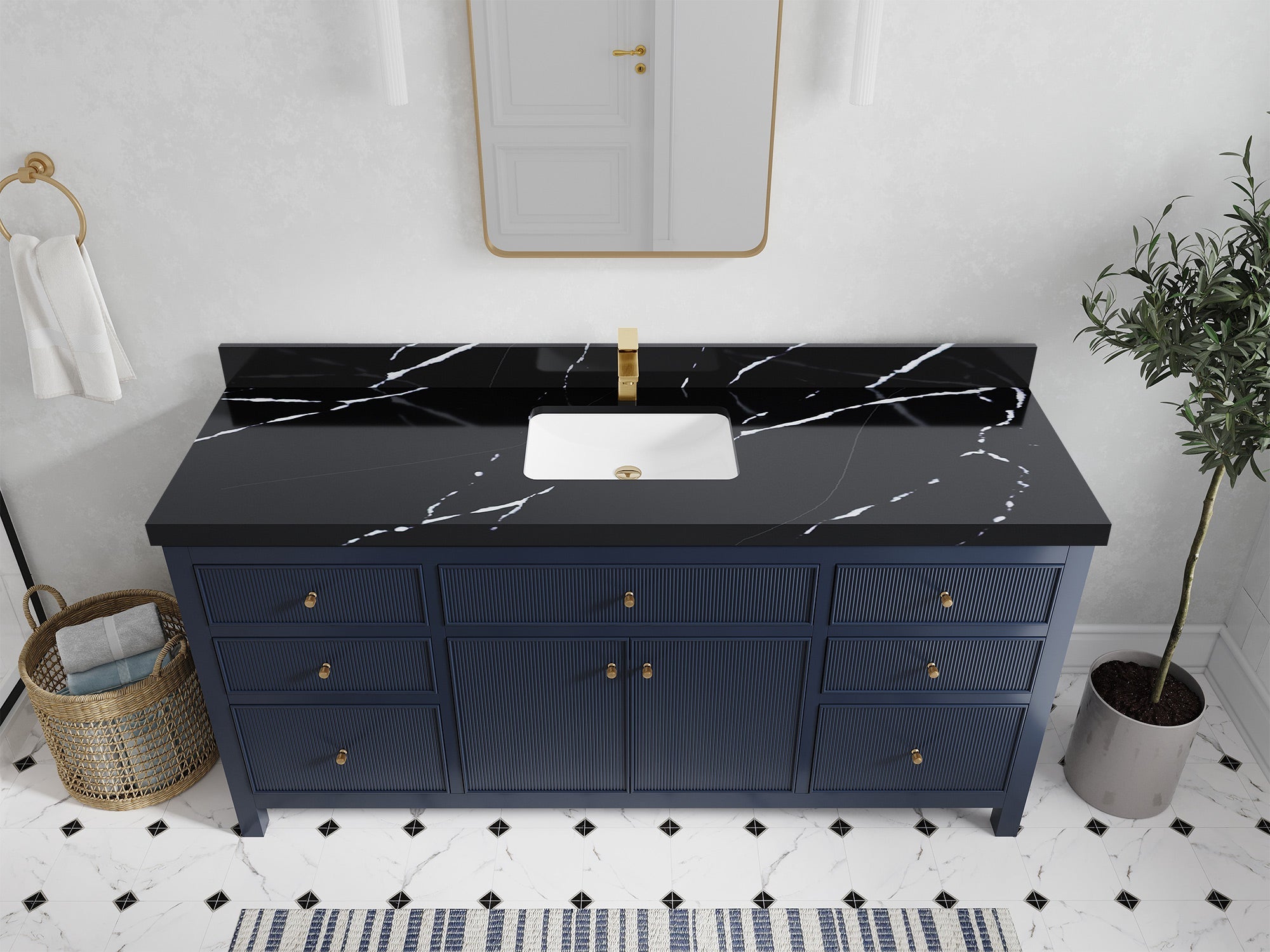 Sonoma 72 in W x 22 in D Free Standing Reeded Single Sink Bathroom Vanity - Willow Bath and Vanity