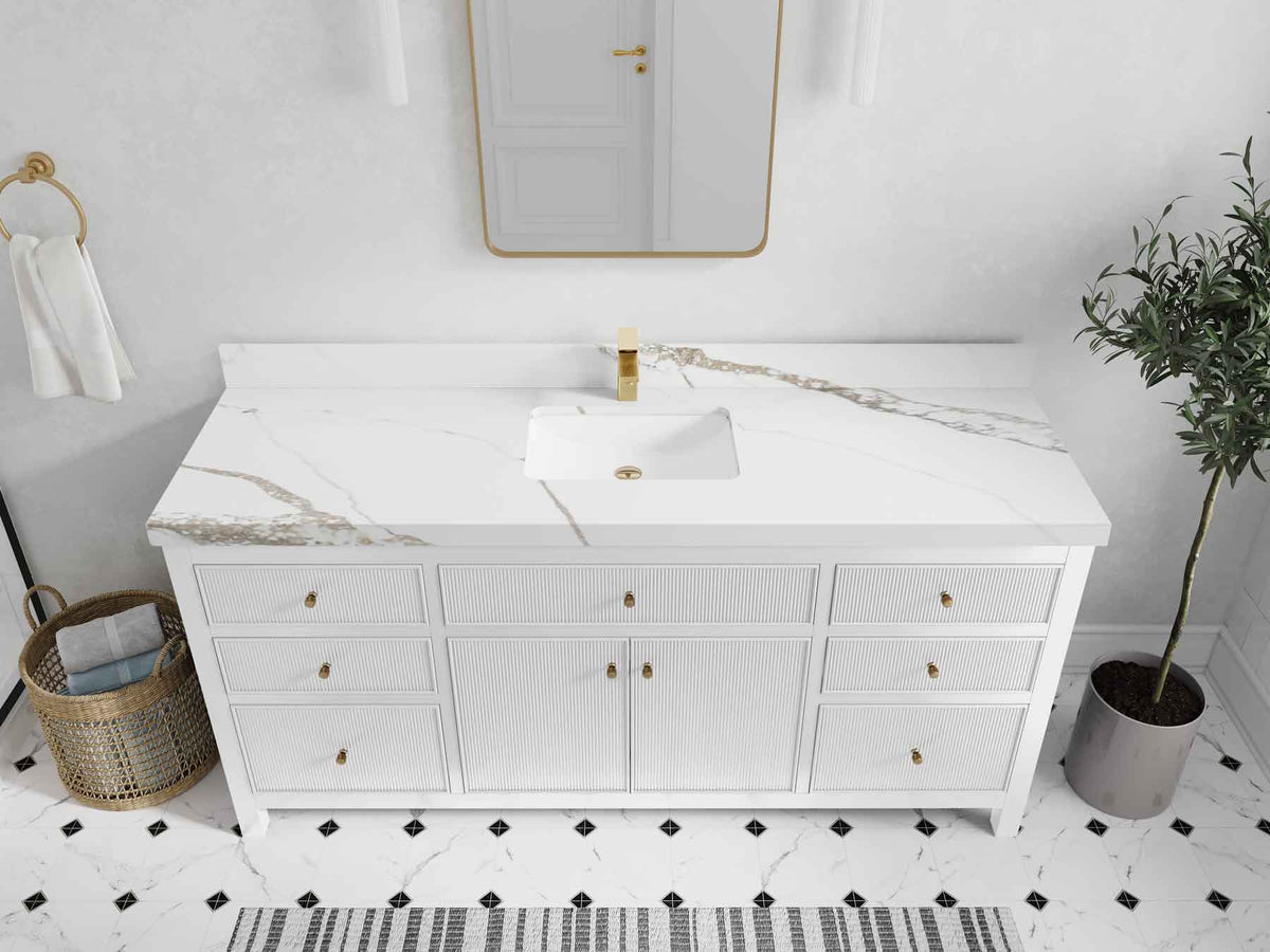 Sonoma 72 in W x 22 in D Free Standing Reeded Single Sink Bathroom Vanity - Willow Bath and Vanity