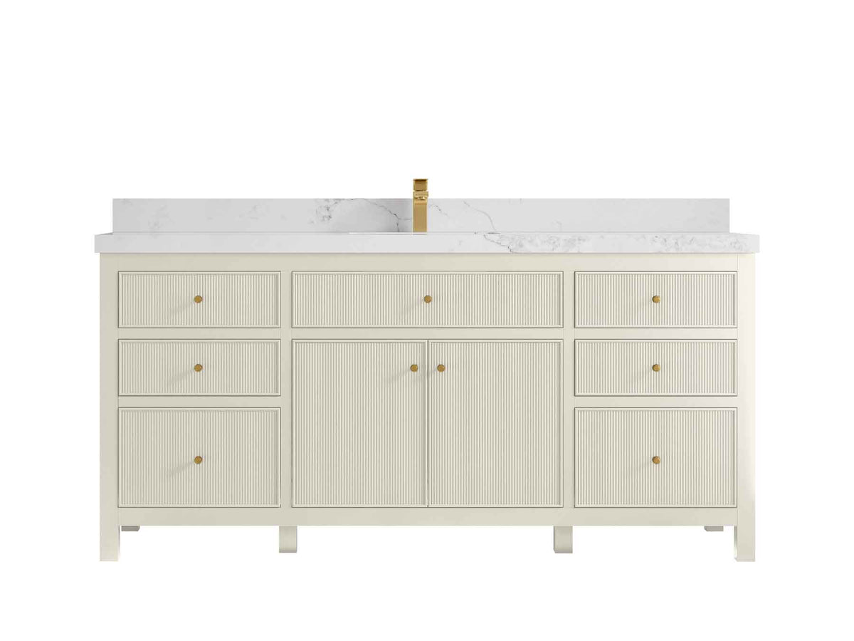 Sonoma 72 in W x 22 in D Free Standing Reeded Single Sink Bathroom Vanity - Willow Bath and Vanity