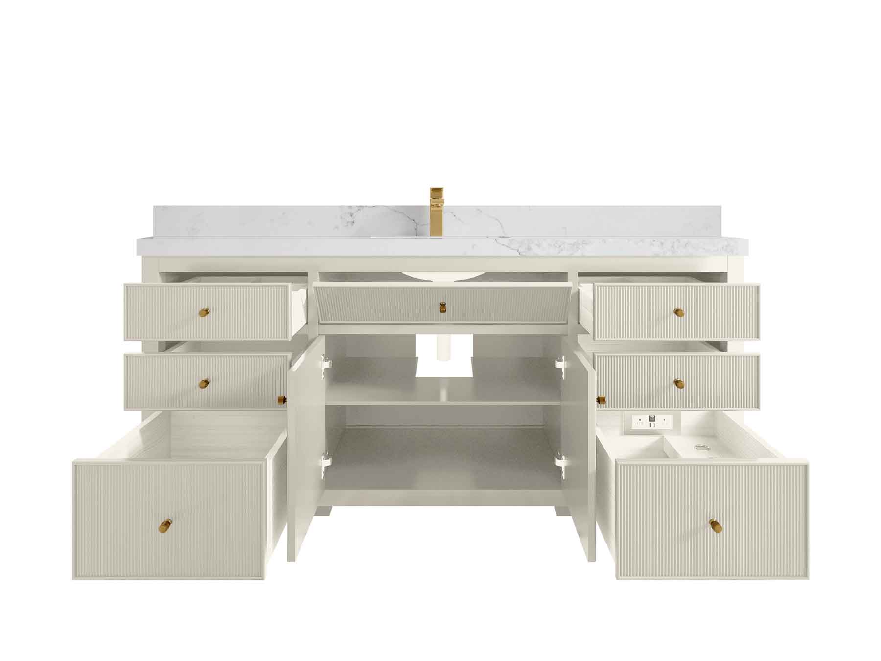 Sonoma 72 in W x 22 in D Free Standing Reeded Single Sink Bathroom Vanity - Willow Bath and Vanity