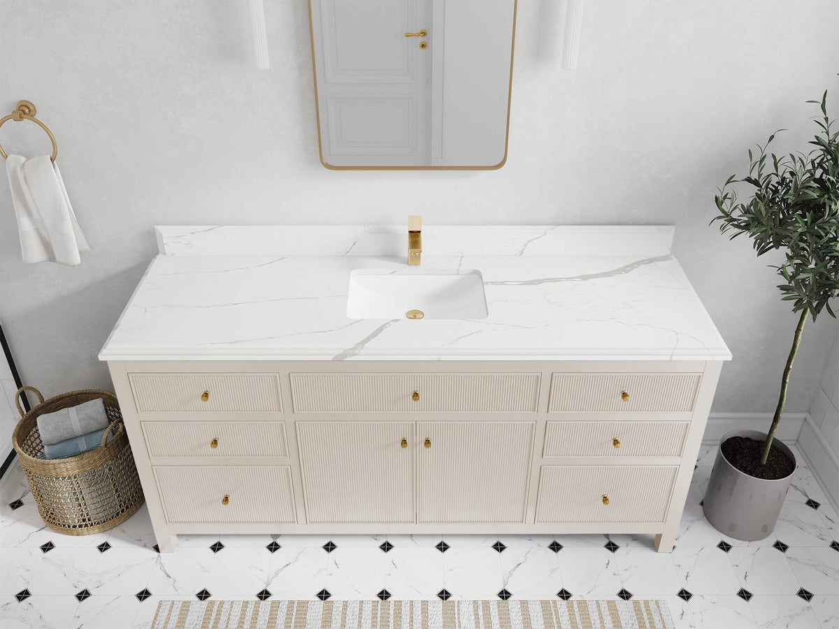Sonoma 72 in W x 22 in D Free Standing Reeded Single Sink Bathroom Vanity - Willow Bath and Vanity