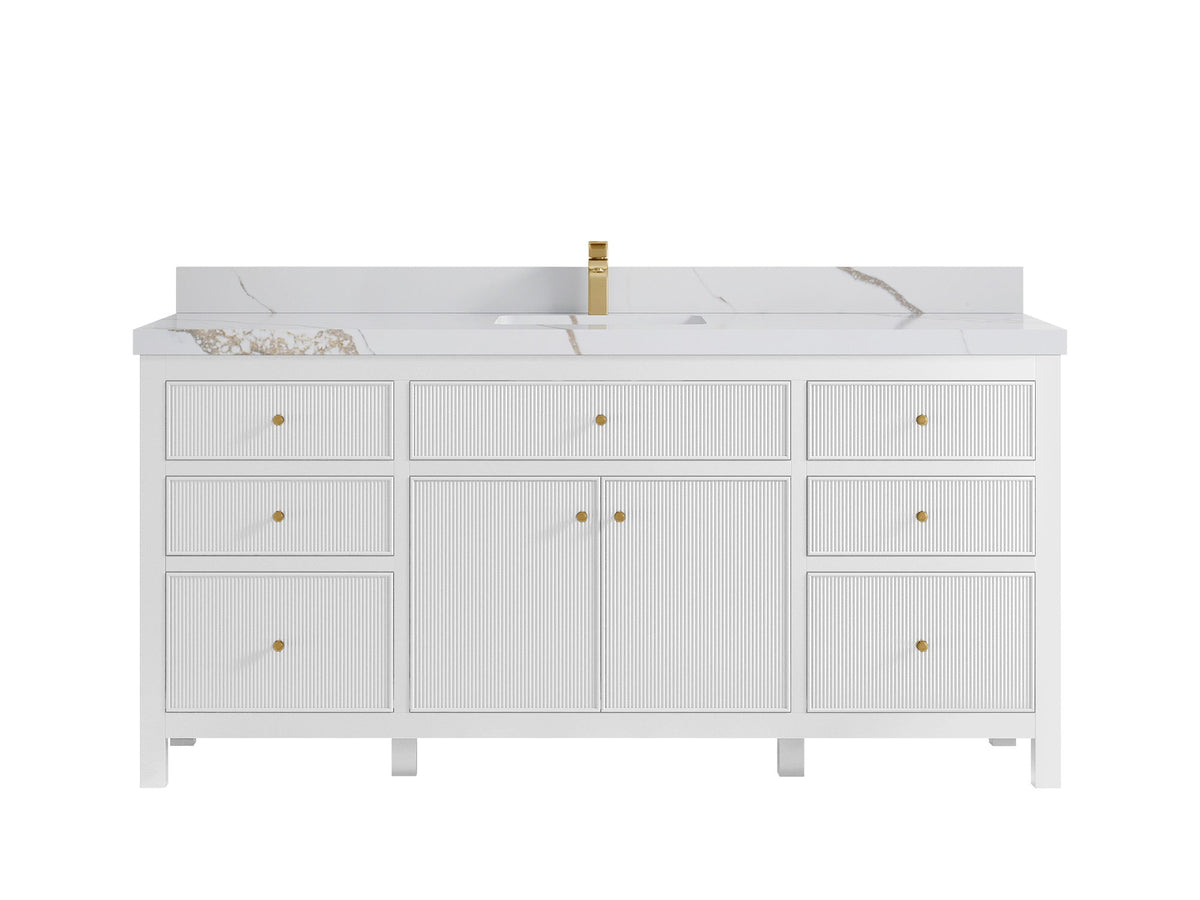 Sonoma 72 in W x 22 in D Free Standing Reeded Single Sink Bathroom Vanity - Willow Bath and Vanity