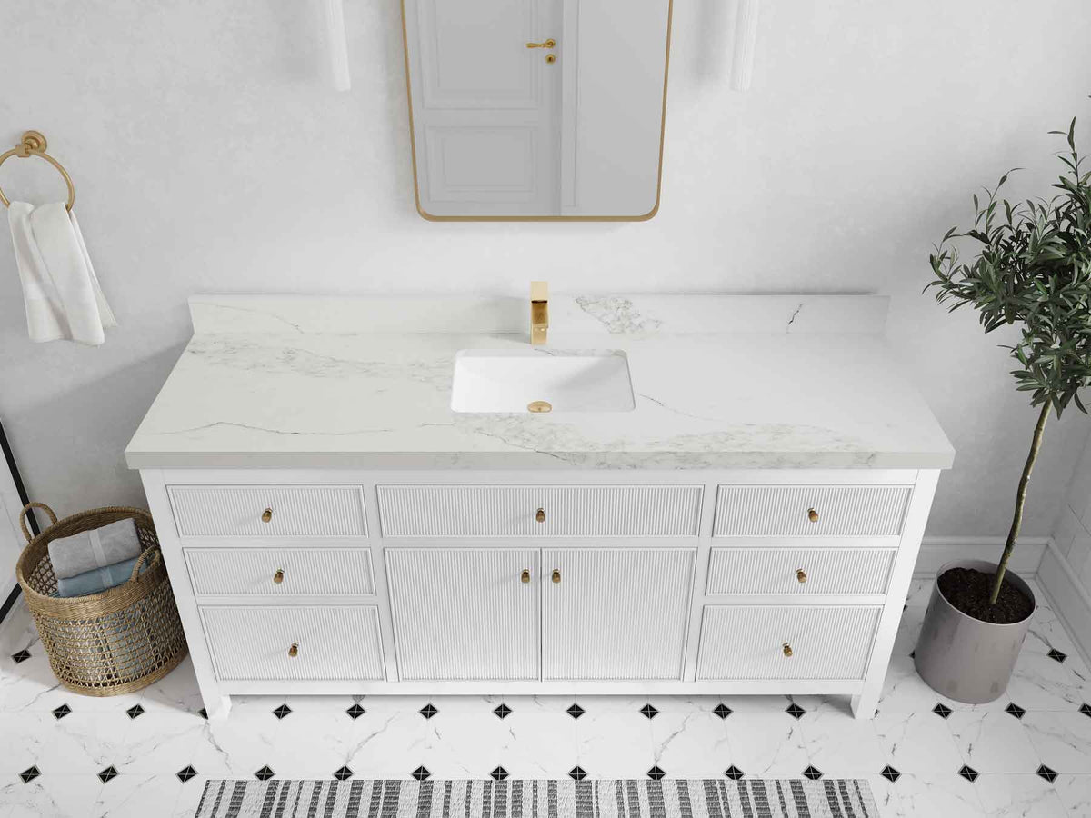 Sonoma 72 in W x 22 in D Free Standing Reeded Single Sink Bathroom Vanity - Willow Bath and Vanity