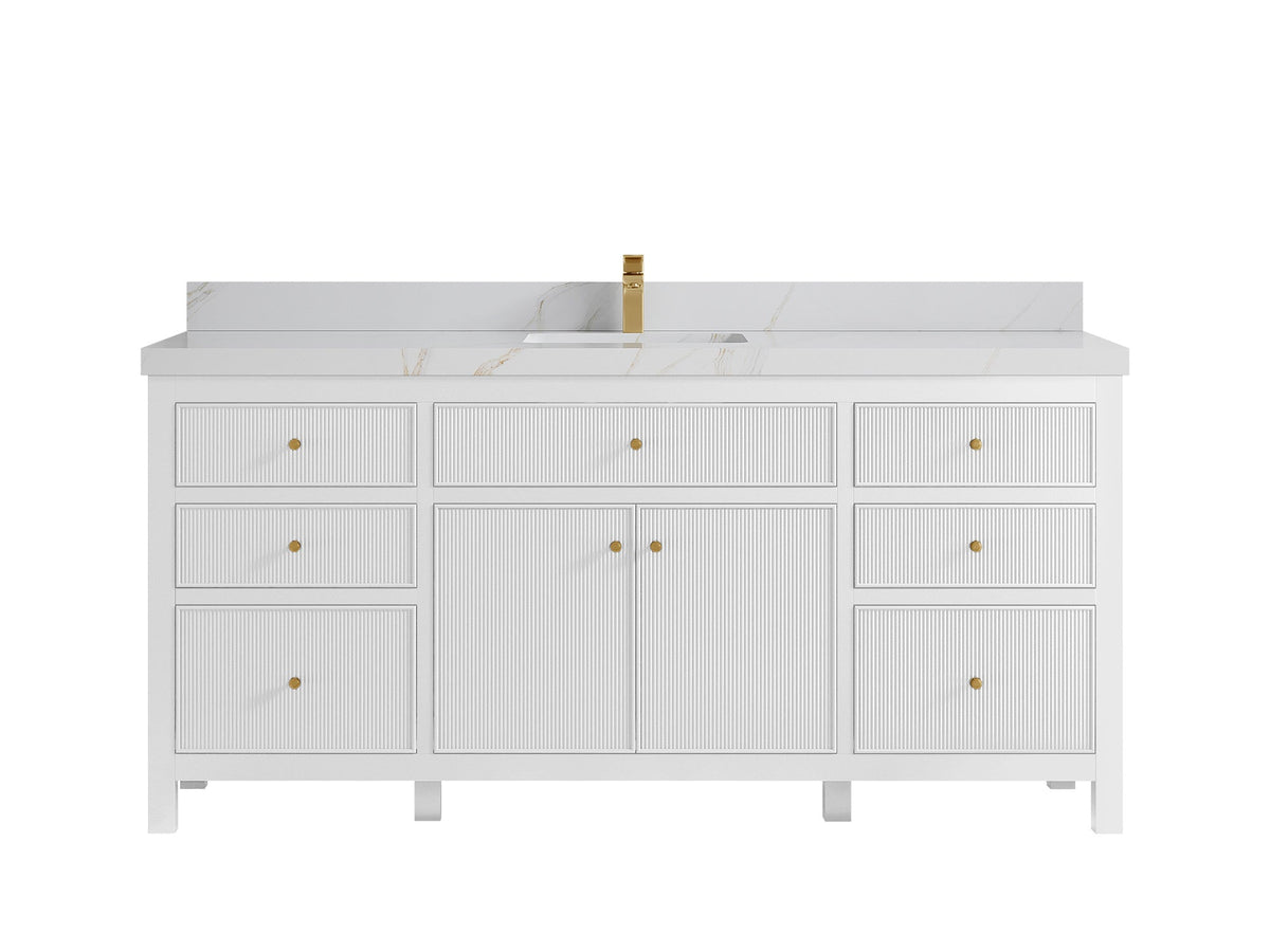 Sonoma 72 in W x 22 in D Free Standing Reeded Single Sink Bathroom Vanity - Willow Bath and Vanity