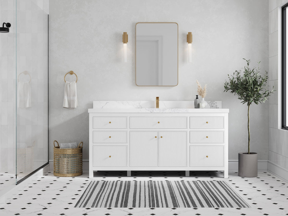 Sonoma 72 in W x 22 in D Free Standing Reeded Single Sink Bathroom Vanity - Willow Bath and Vanity