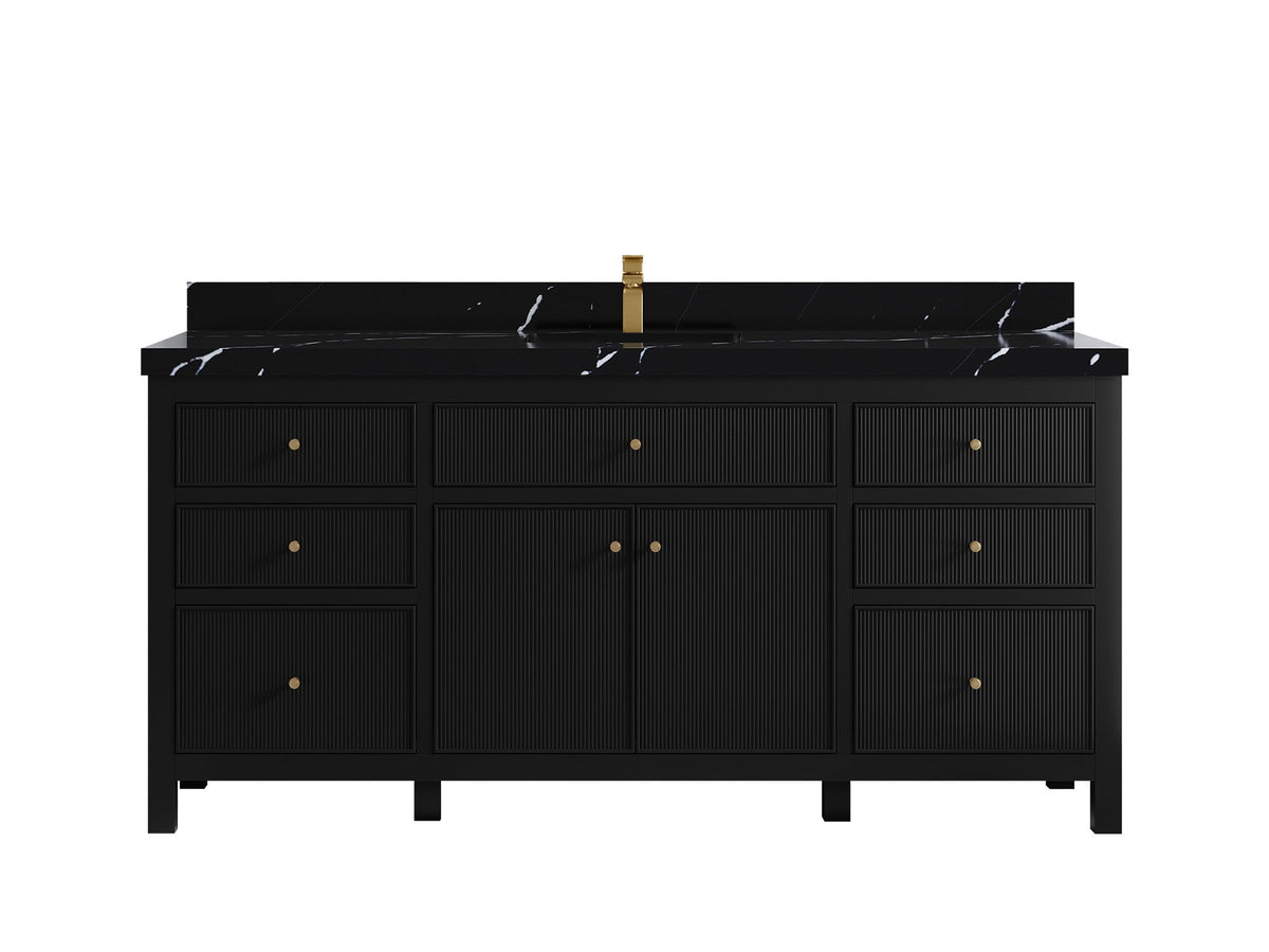Sonoma 72 in W x 22 in D Free Standing Reeded Single Sink Bathroom Vanity - Willow Bath and Vanity