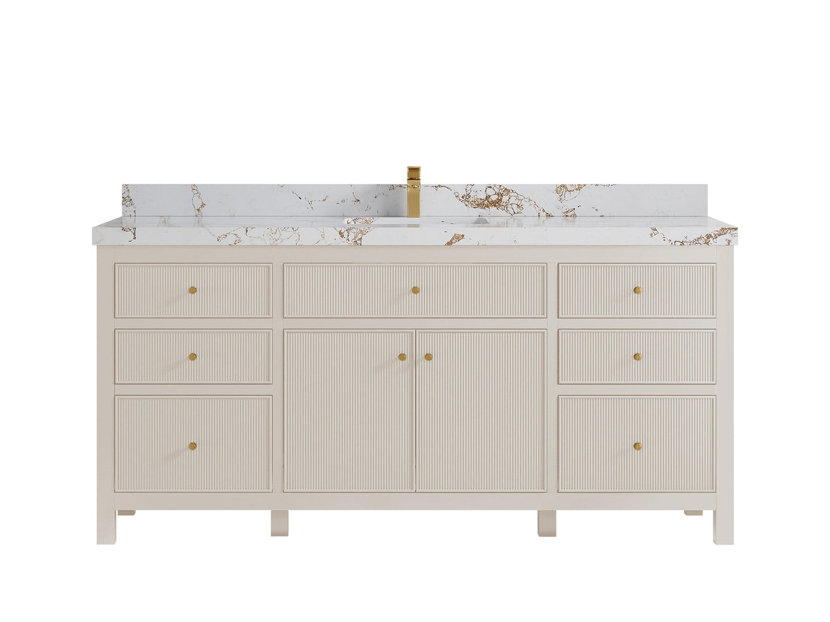 Sonoma 72 in W x 22 in D Free Standing Reeded Single Sink Bathroom Vanity - Willow Bath and Vanity