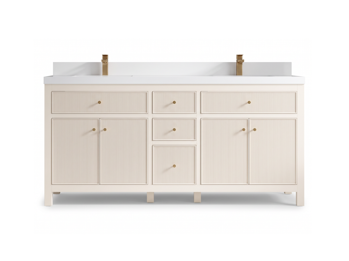 Sonoma 72 in W x 22 in D Free Standing Reeded Double Sink Bathroom Vanity