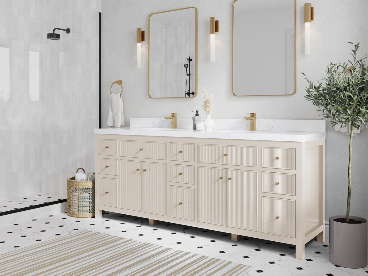 Sonoma 84 in W x 22 in D Free Standing Reeded Double Sink Bathroom Vanity - Willow Bath and Vanity