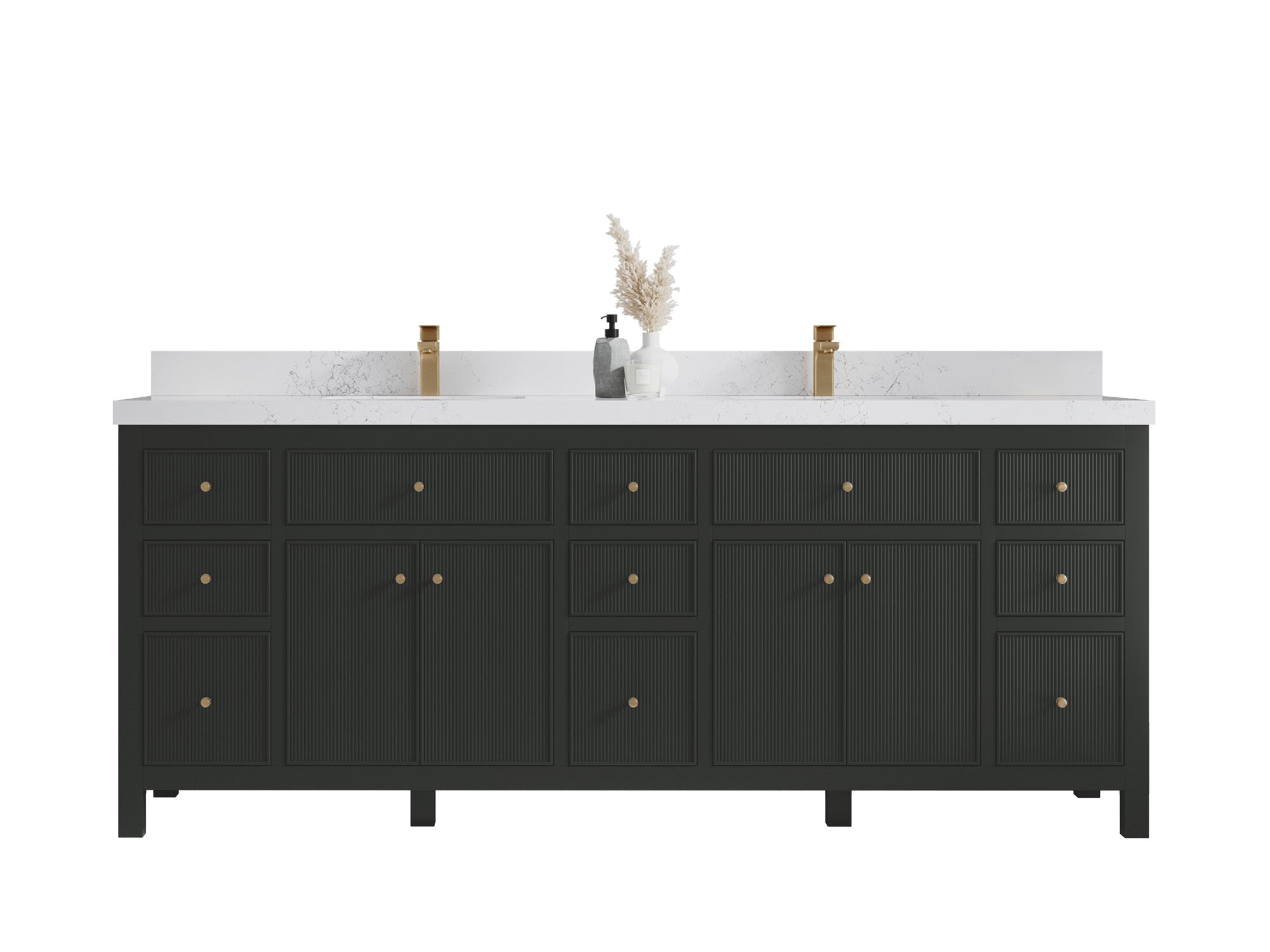Sonoma 84 in W x 22 in D Free Standing Reeded Double Sink Bathroom Vanity - Willow Bath and Vanity
