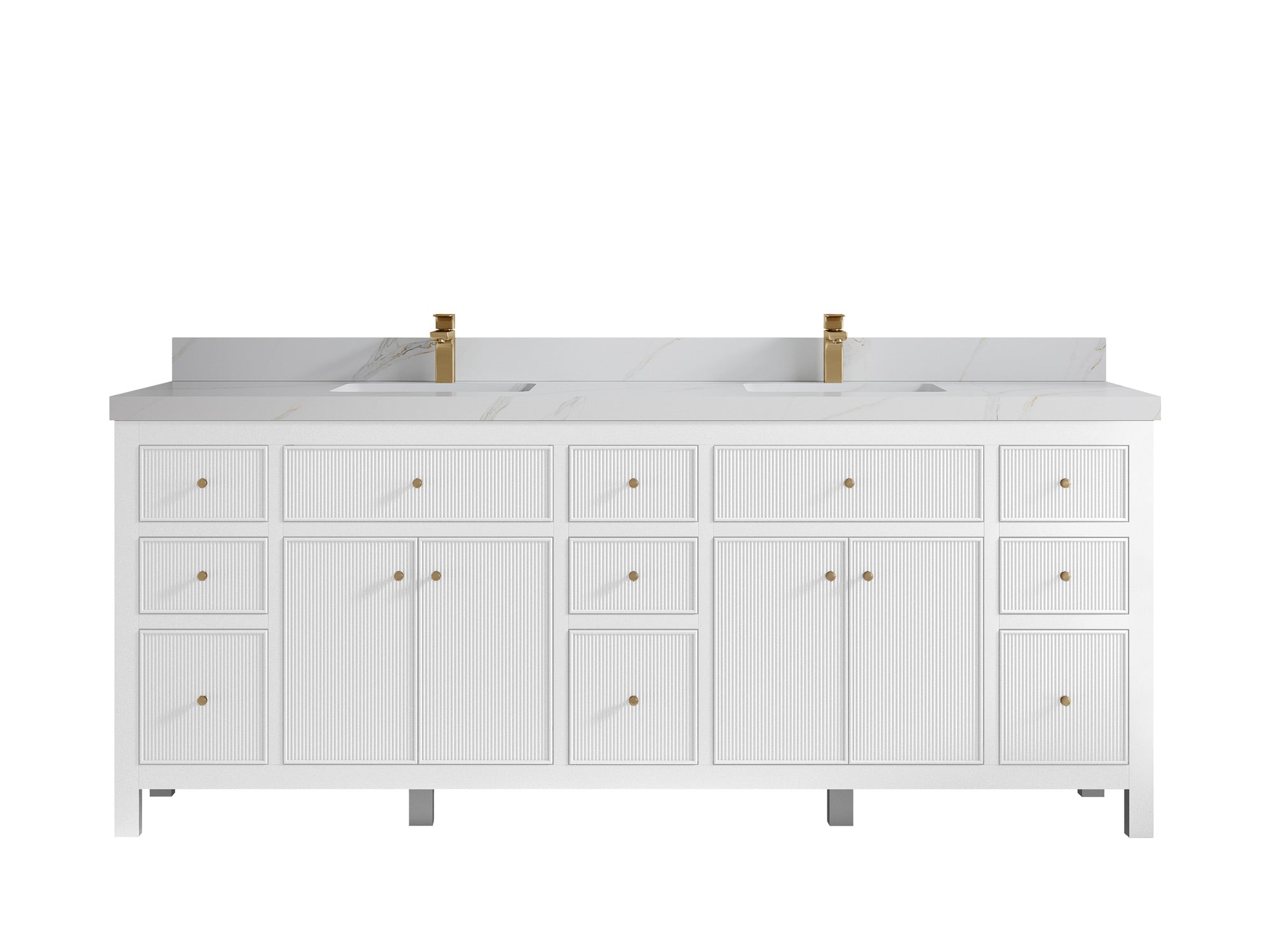 Sonoma 84 in W x 22 in D Free Standing Reeded Double Sink Bathroom Vanity - Willow Bath and Vanity