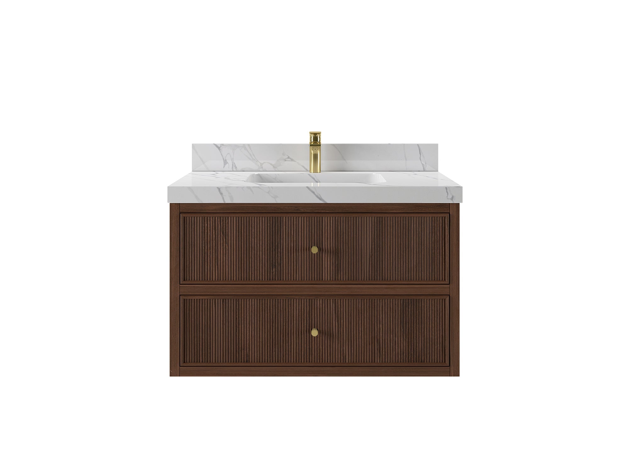 Sonoma Floating Teak 36 in. W x 22 in. D Center Sink Bathroom Vanity - Willow Bath and Vanity