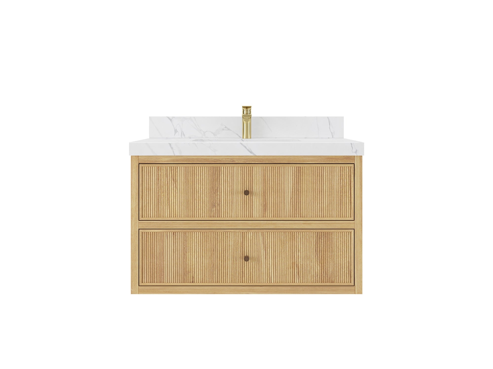 Sonoma Floating Teak 36 in. W x 22 in. D Center Sink Bathroom Vanity - Willow Bath and Vanity