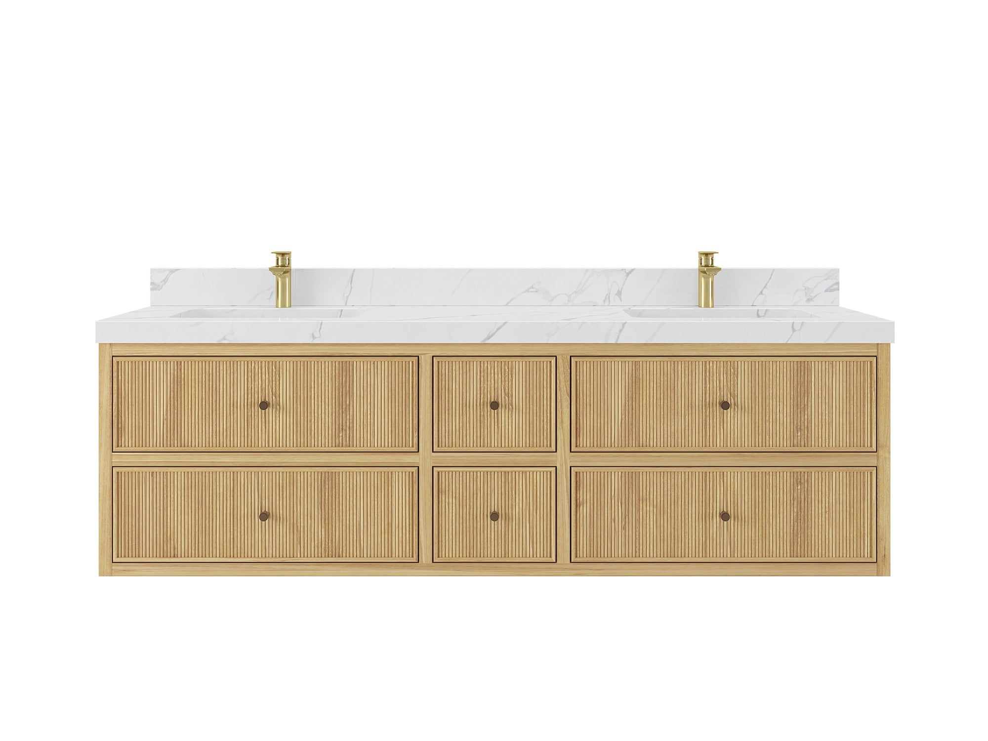 Sonoma Floating Teak 72 in. W x 22 in. D Double Sink Bathroom Vanity - Willow Bath and Vanity