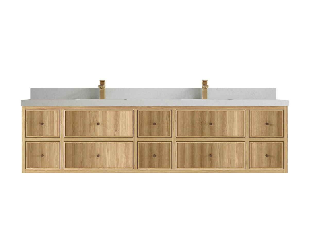 Sonoma Floating Teak 84 in. W x 22 in. D Double Sink Bathroom Vanity - Willow Bath and Vanity