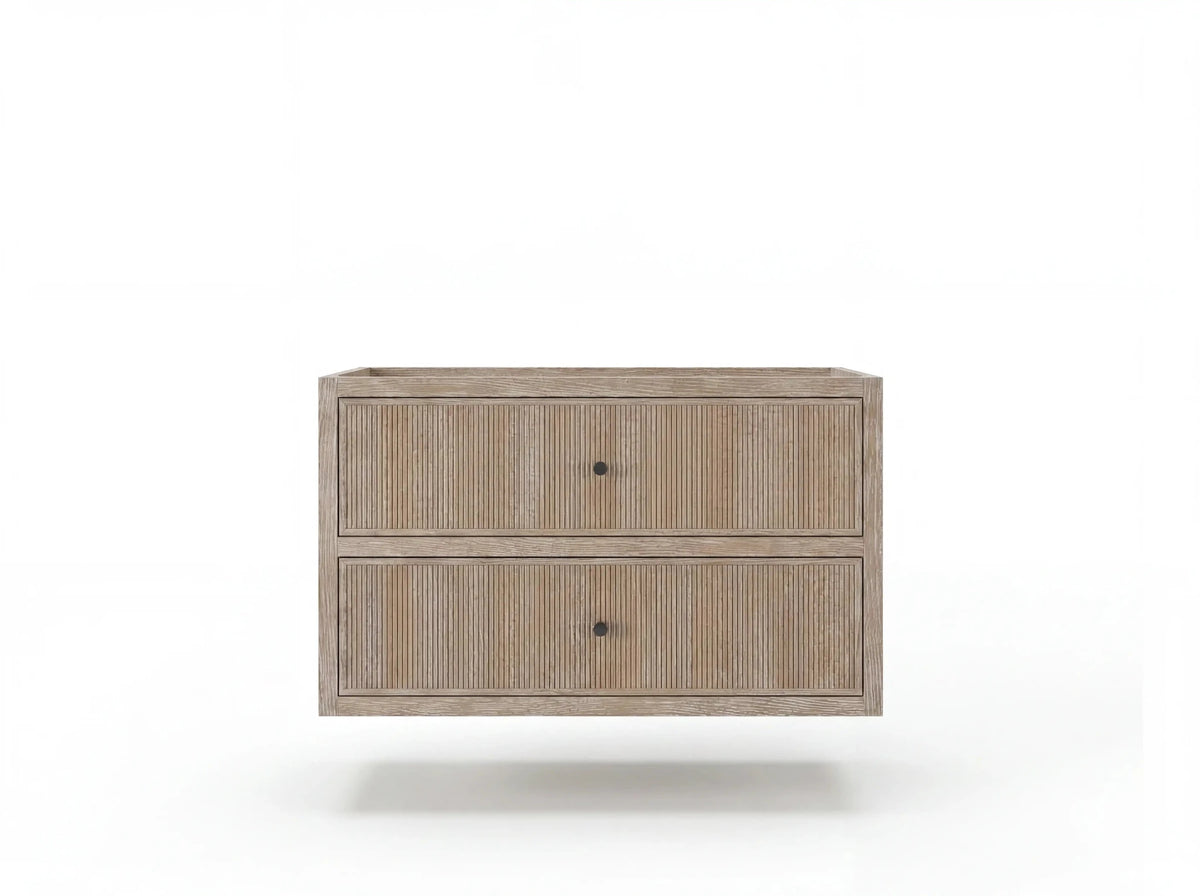 Sonoma Reeded Floating Teak 36 in. W x 22 in. D Center Sink Bathroom Vanity - Willow Bath and Vanity