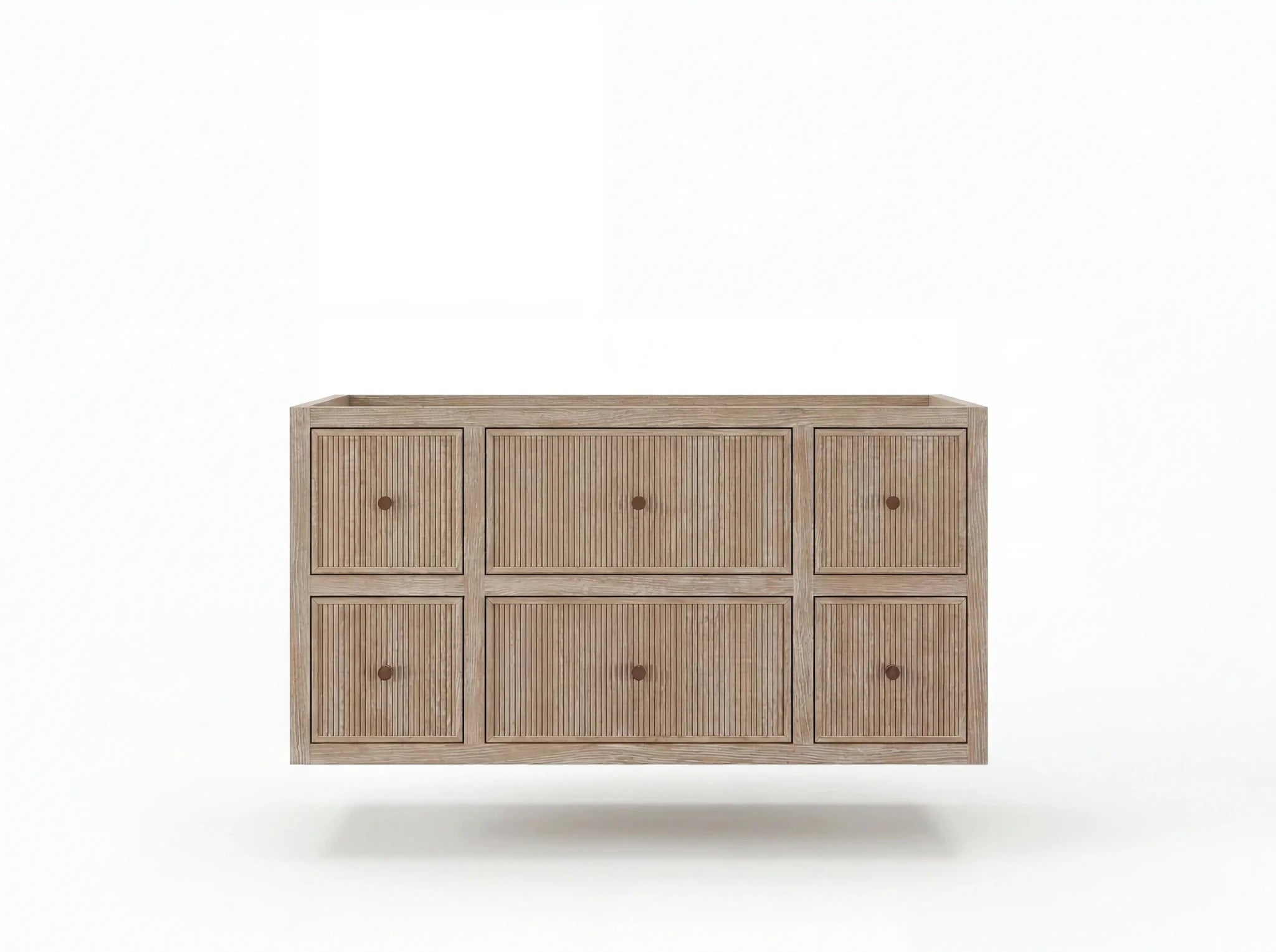 Sonoma Reeded Floating Teak 42 in. W x 22 in. D Single Sink Bathroom Vanity - Willow Bath and Vanity