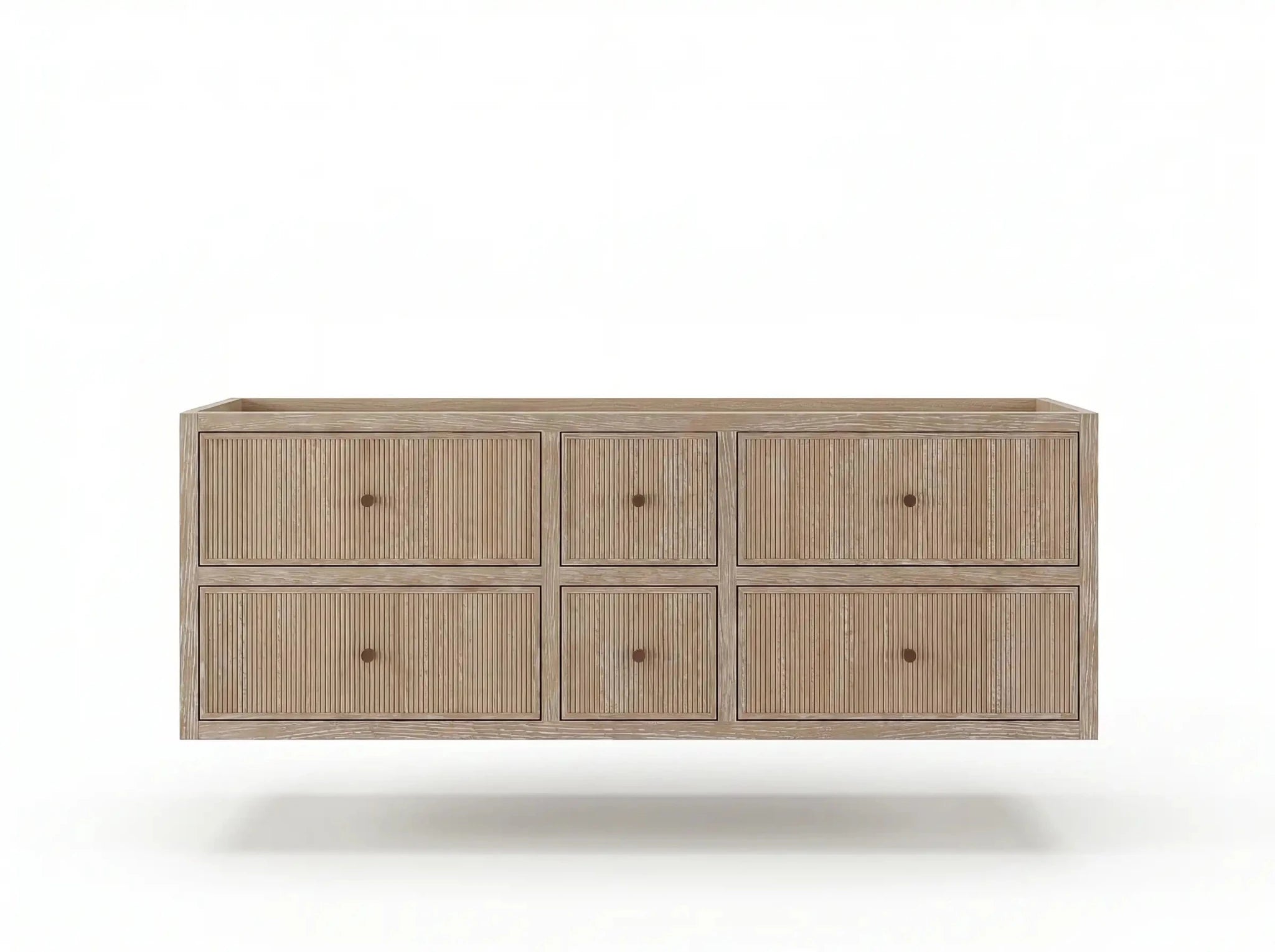 Sonoma Reeded Floating Teak 60 in. W x 22 in. D Double Sink Bathroom Vanity - Willow Bath and Vanity