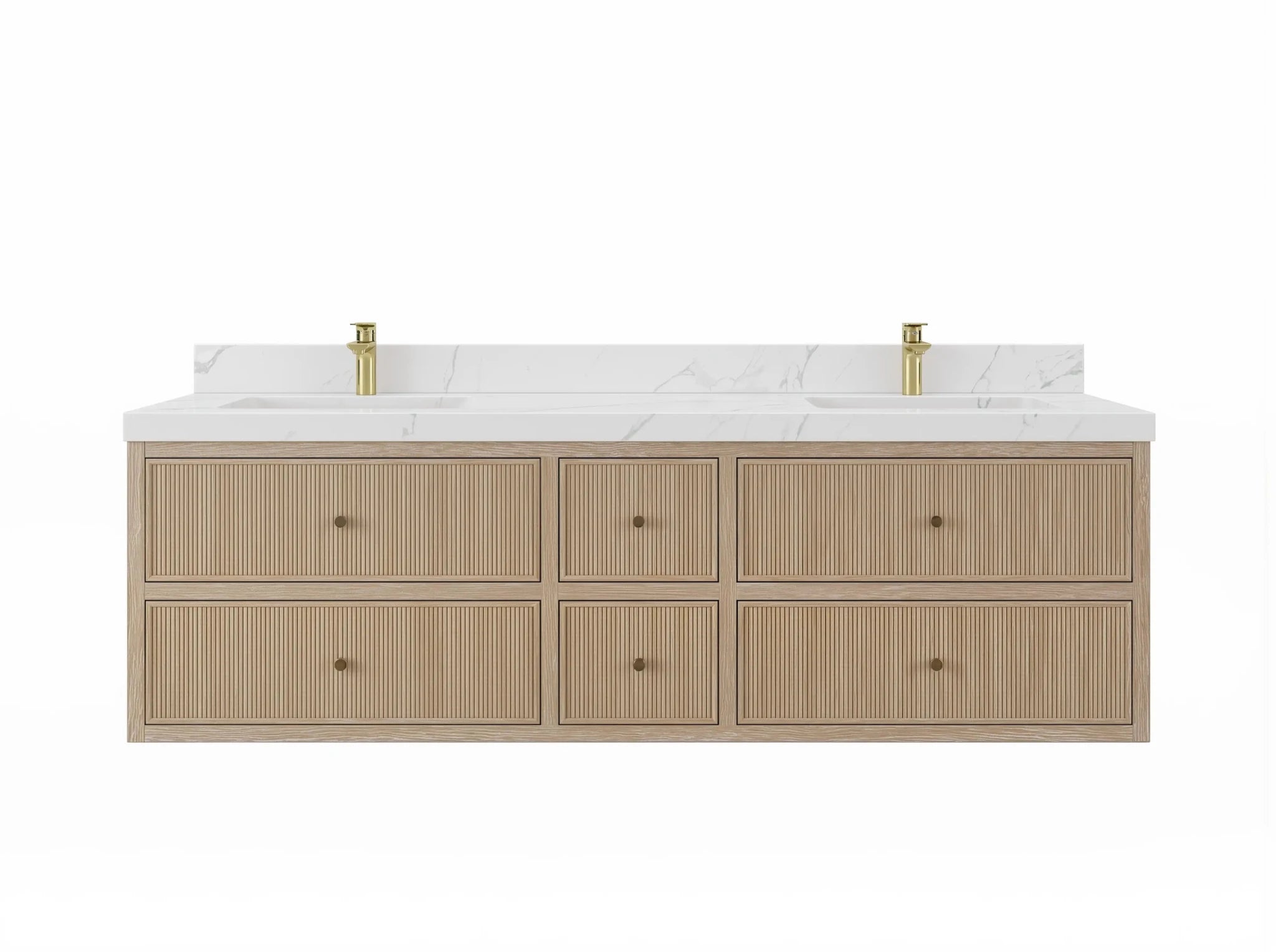 Sonoma Reeded Floating Teak 72 in. W x 22 in. D Double Sink Bathroom Vanity - Willow Bath and Vanity