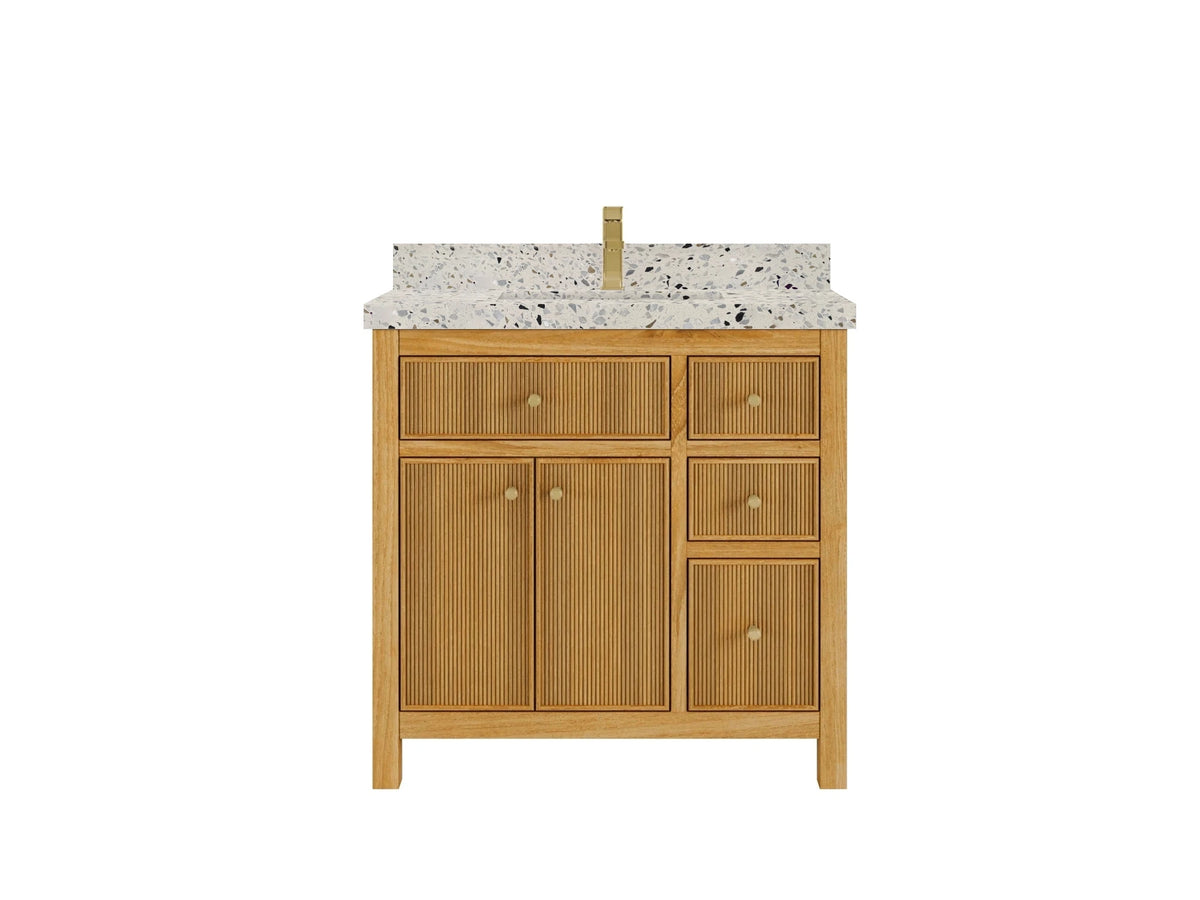 Sonoma Reeded Teak Wood 36 in. W x 22 in. D Center Sink Bathroom Vanity - Willow Bath and Vanity