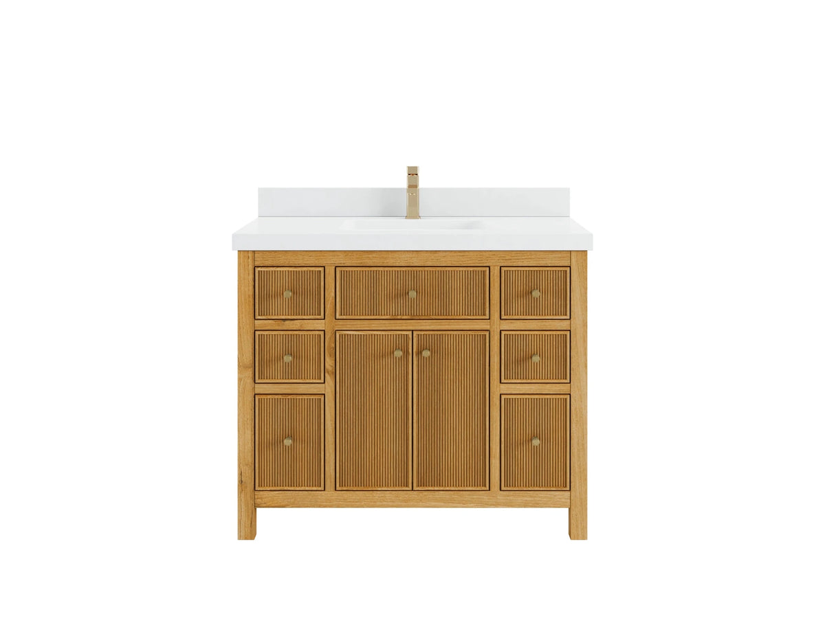Sonoma Reeded Teak Wood 42 in. W x 22 in. D Single Sink Bathroom Vanity - Willow Bath and Vanity