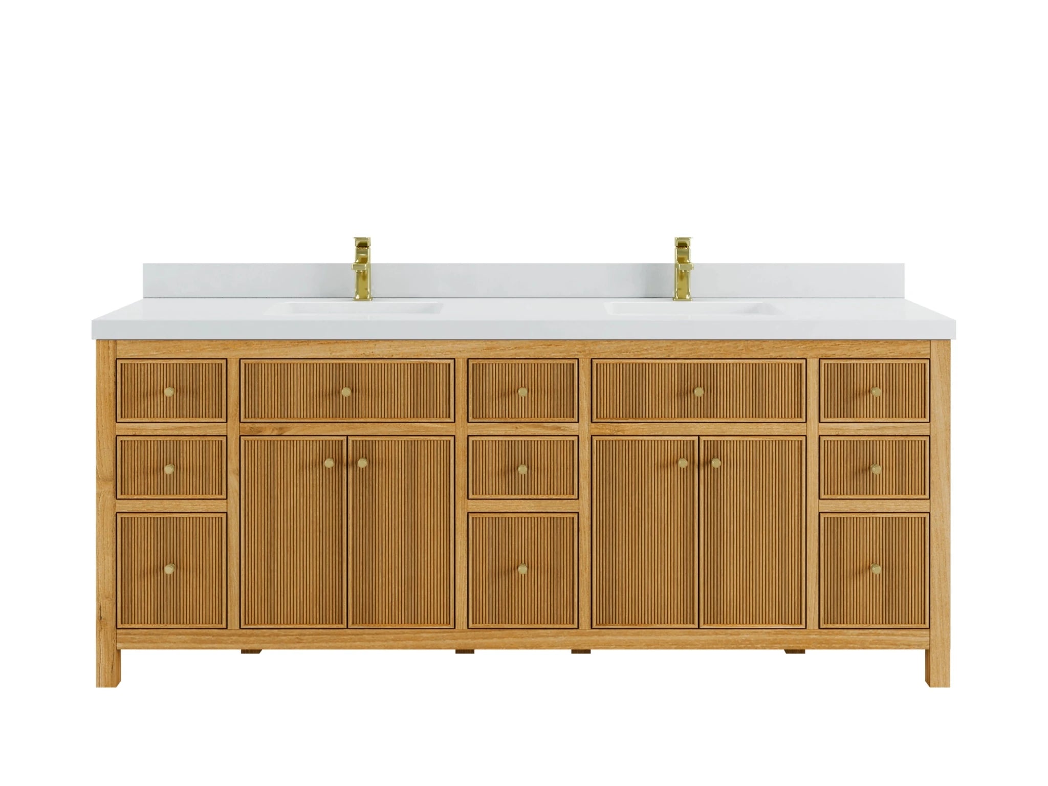 Sonoma Reeded Teak Wood 84 in. W x 22 in. D Double Sink Bathroom Vanity - Willow Bath and Vanity