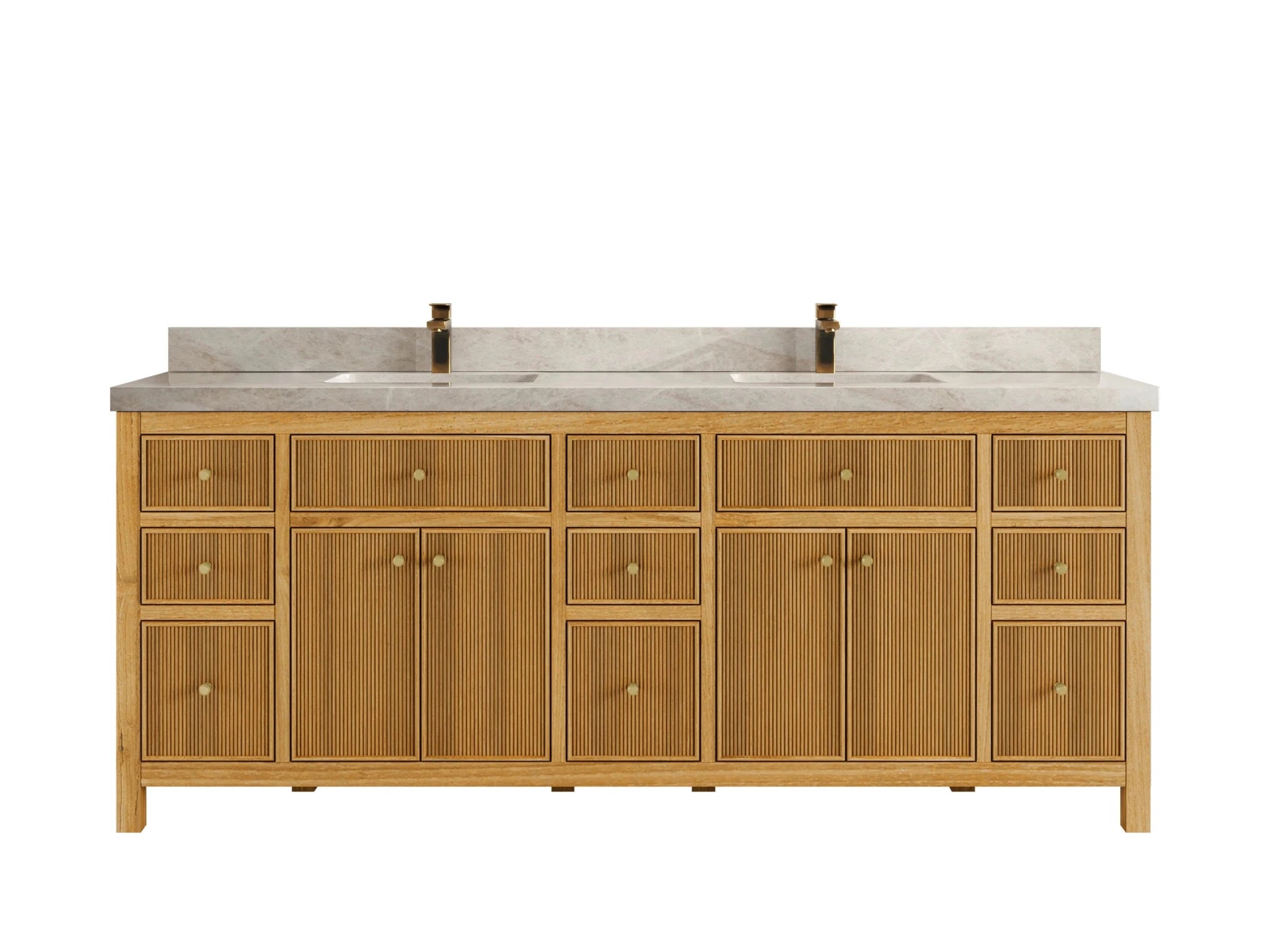 Sonoma Reeded Teak Wood 84 in. W x 22 in. D Double Sink Bathroom Vanity - Willow Bath and Vanity