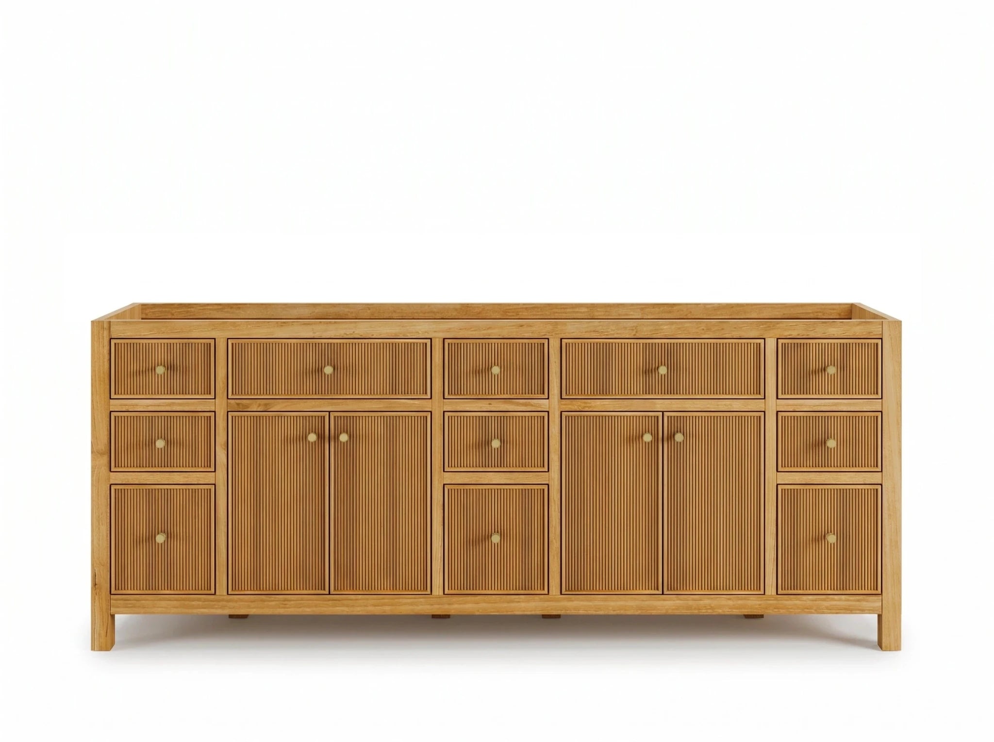 Sonoma Reeded Teak Wood 84 in. W x 22 in. D Double Sink Bathroom Vanity - Willow Bath and Vanity