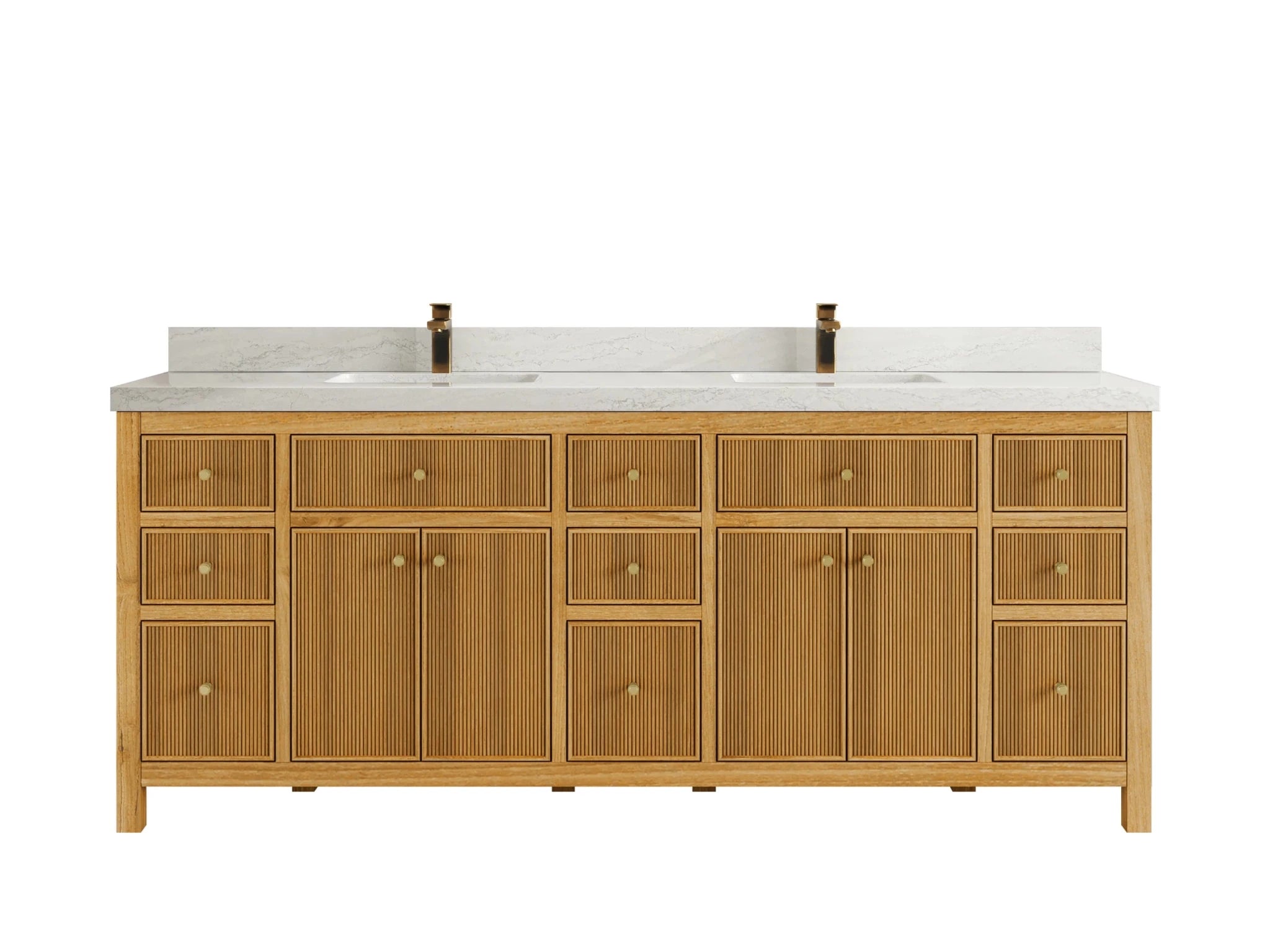 Sonoma Reeded Teak Wood 84 in. W x 22 in. D Double Sink Bathroom Vanity - Willow Bath and Vanity