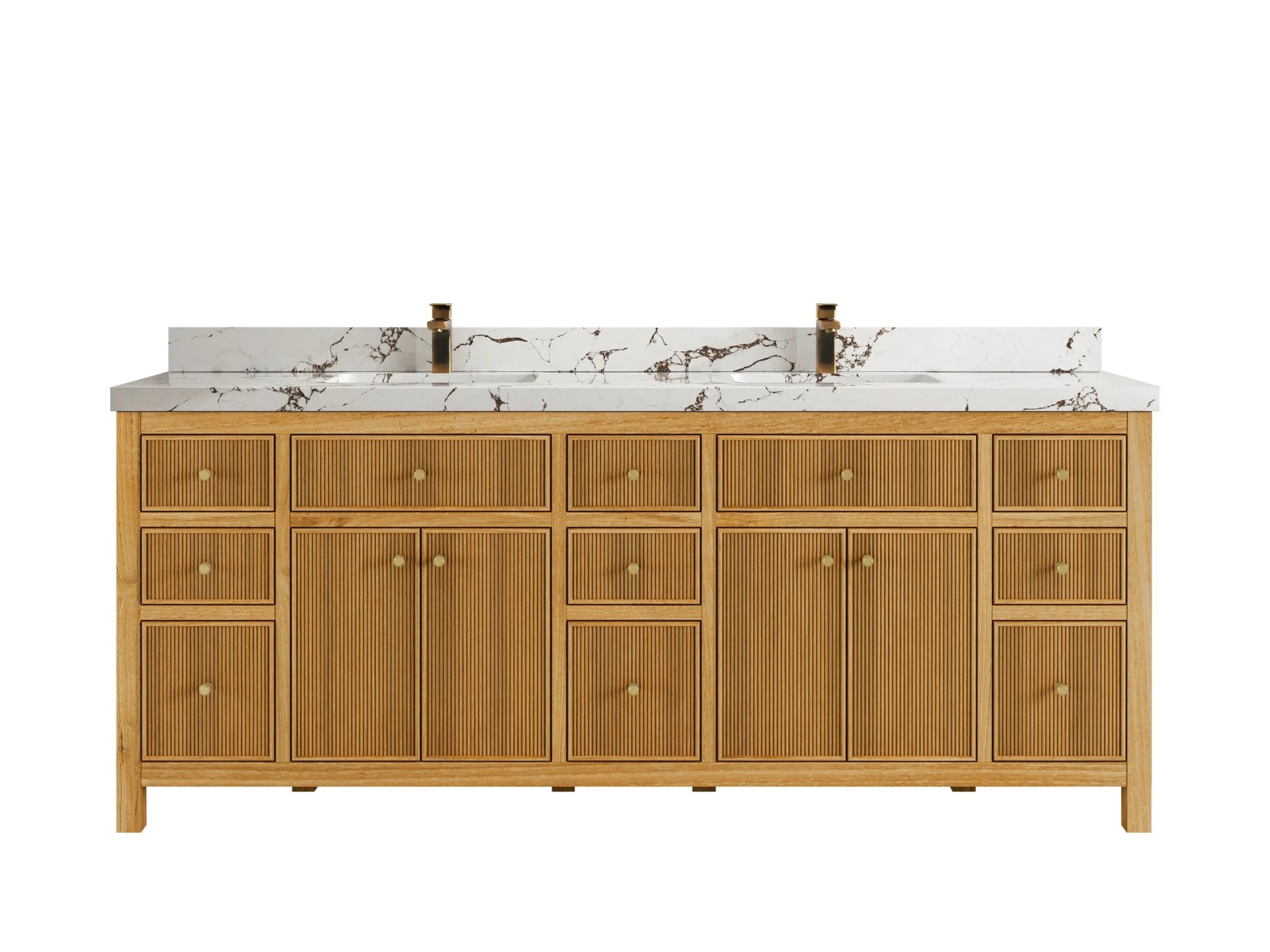 Sonoma Reeded Teak Wood 84 in. W x 22 in. D Double Sink Bathroom Vanity - Willow Bath and Vanity