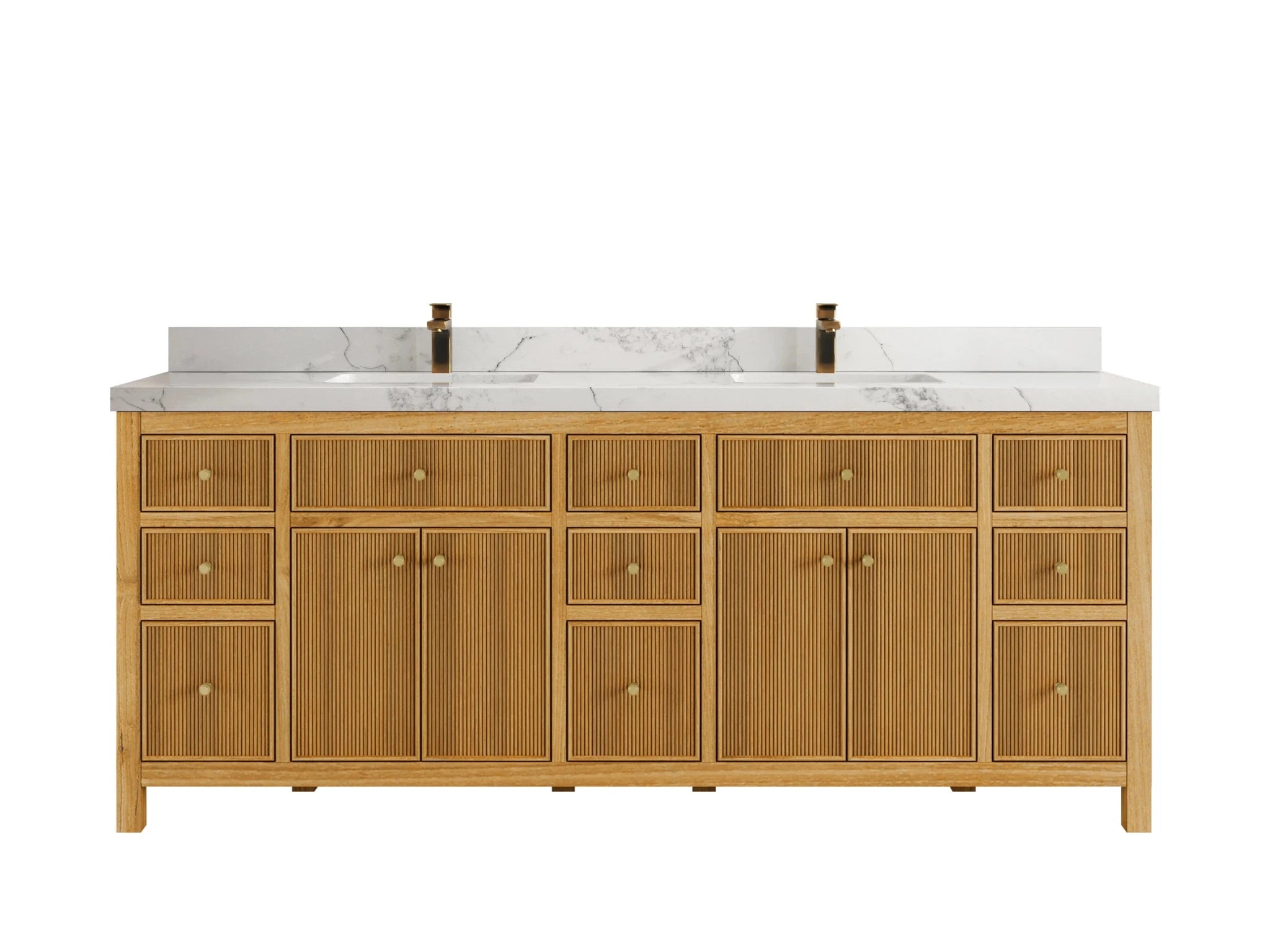 Sonoma Reeded Teak Wood 84 in. W x 22 in. D Double Sink Bathroom Vanity - Willow Bath and Vanity