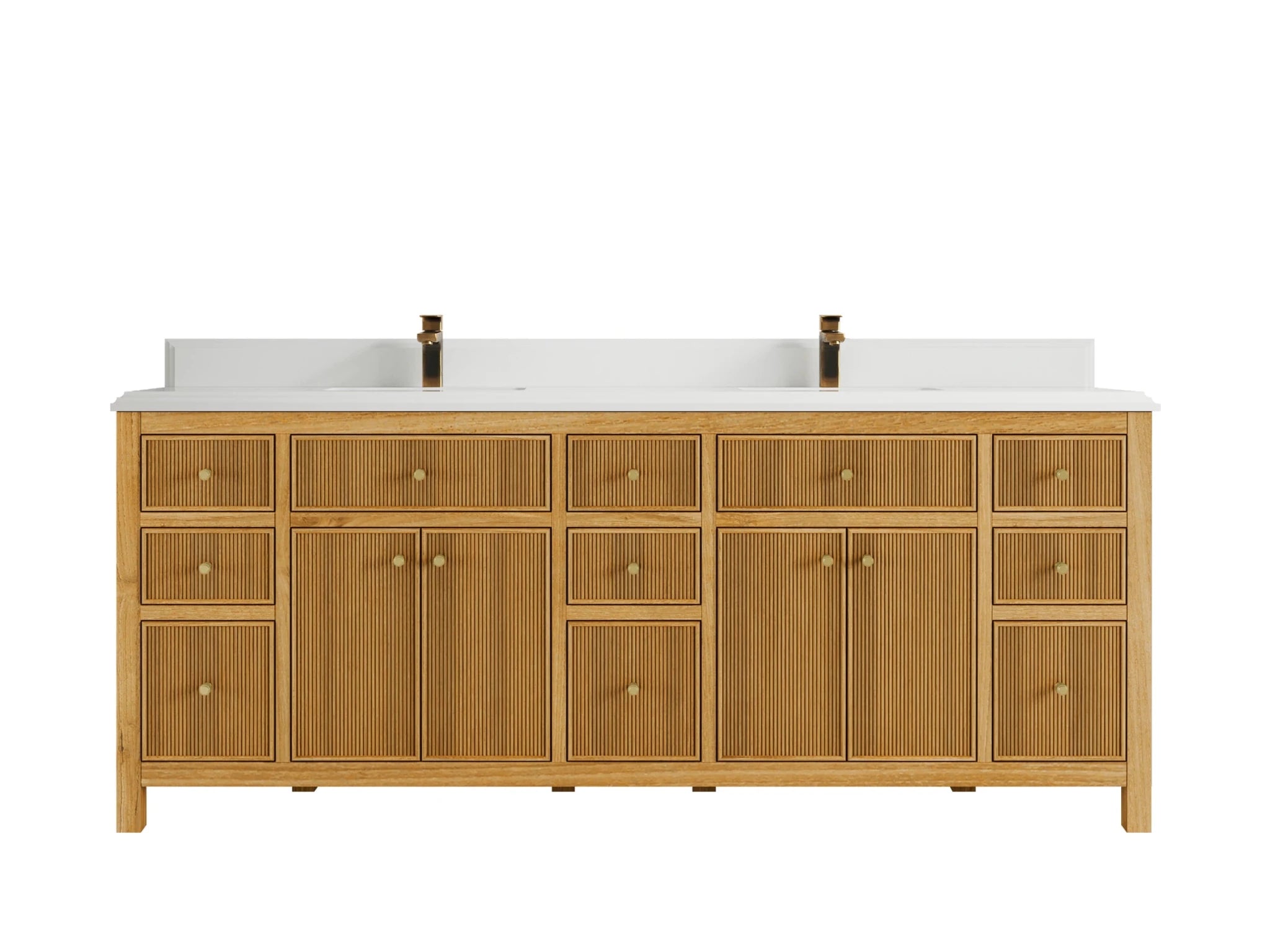 Sonoma Reeded Teak Wood 84 in. W x 22 in. D Double Sink Bathroom Vanity - Willow Bath and Vanity
