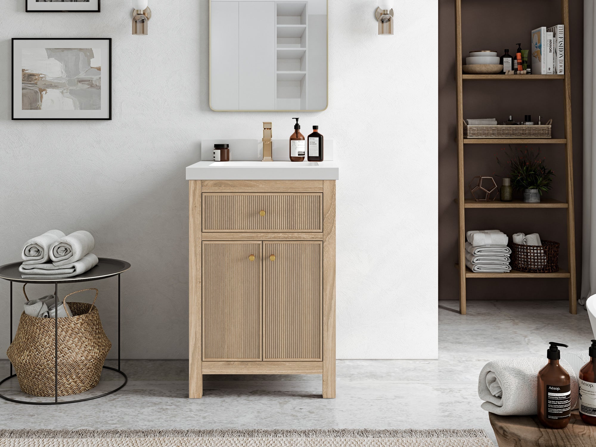 Sonoma Teak Wood 24 in. W x 22 in. D Single Sink Bathroom Vanity - Willow Bath and Vanity
