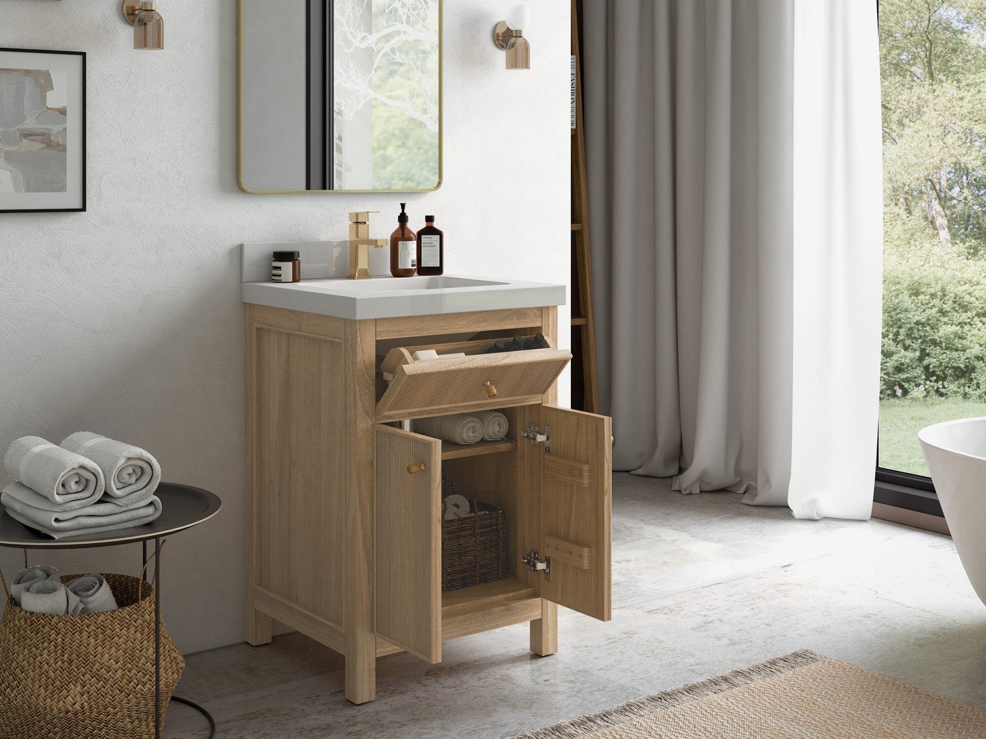 Sonoma Teak Wood 24 in. W x 22 in. D Single Sink Bathroom Vanity - Willow Bath and Vanity