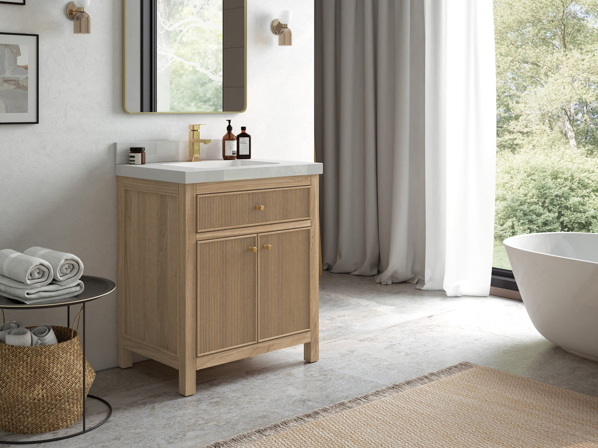 Sonoma Teak Wood 30 in. W x 22 in. D Single Sink Bathroom Vanity - Willow Bath and Vanity