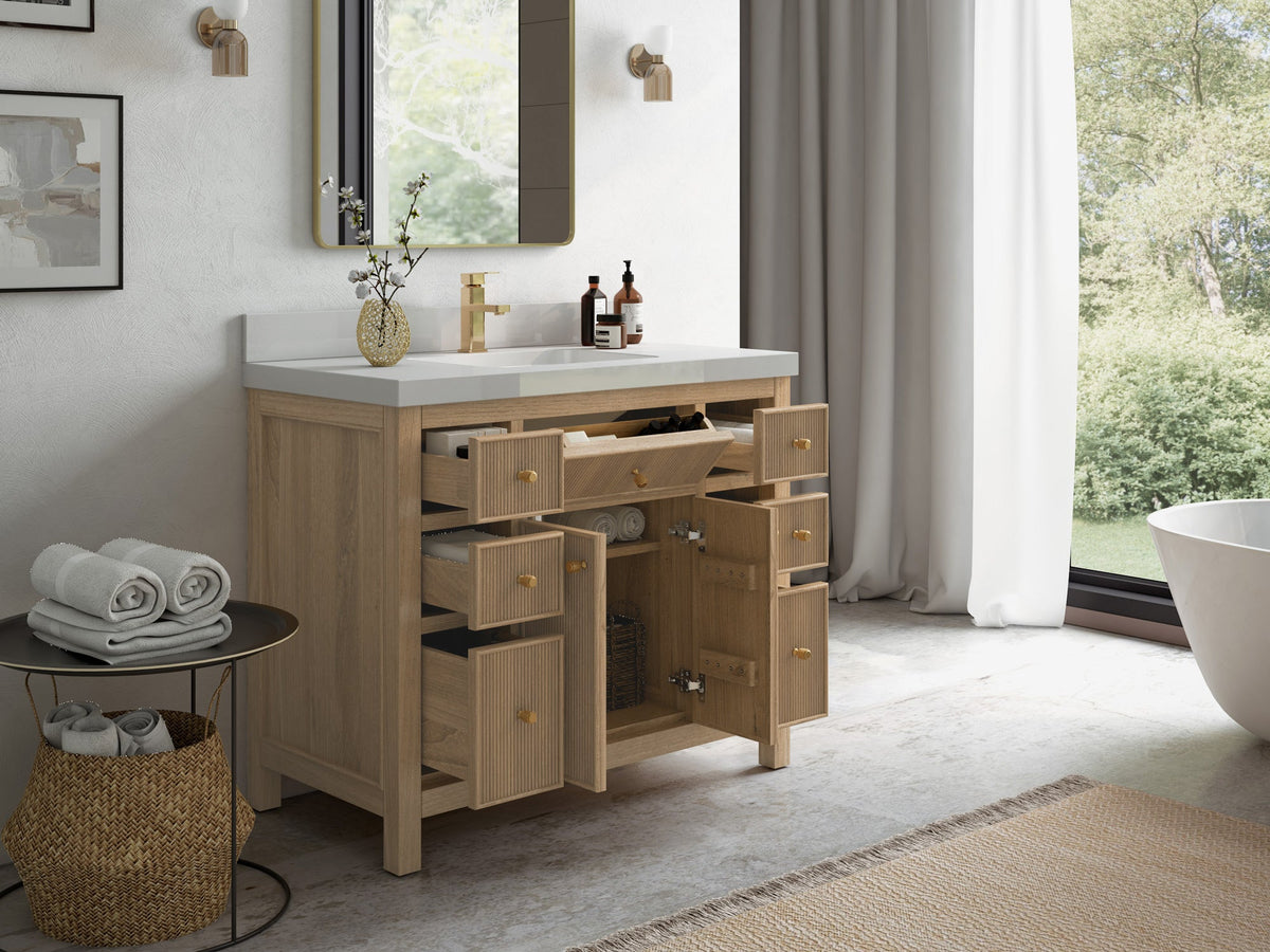 Sonoma Teak Wood 42 in. W x 22 in. D Single Sink Bathroom Vanity - Willow Bath and Vanity