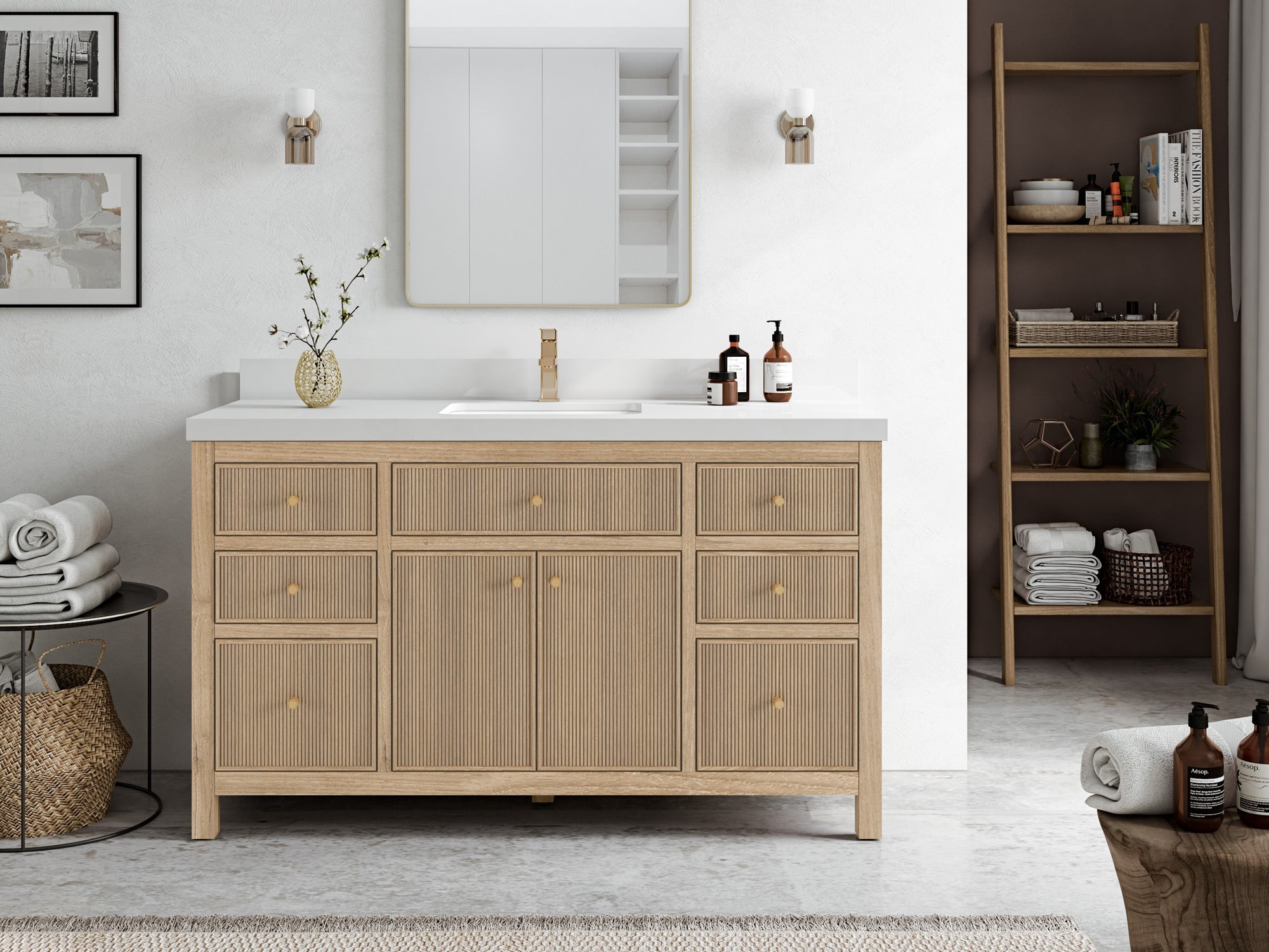 Sonoma Teak Wood 60 in. W x 22 in. D Single Sink Bathroom Vanity - Willow Bath and Vanity