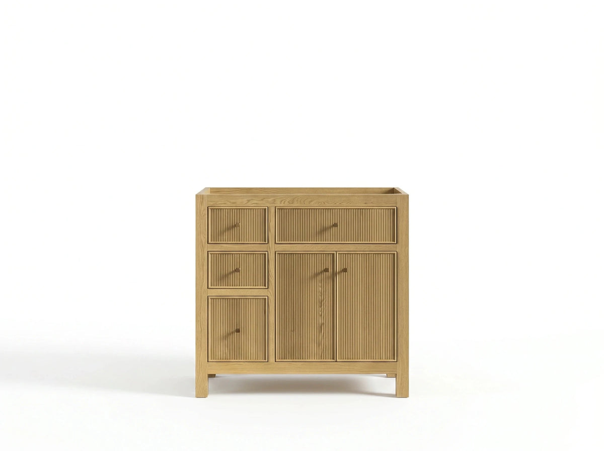 Sonoma White Oak 36 in. W x 22 in. D Right Offset Sink Reeded Bathroom Vanity - Willow Bath and Vanity