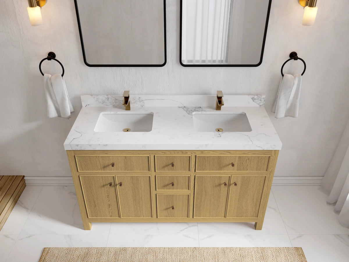 Sonoma White Oak 60 in. W x 22 in. D Double Sink Bathroom Vanity - Willow Bath and Vanity