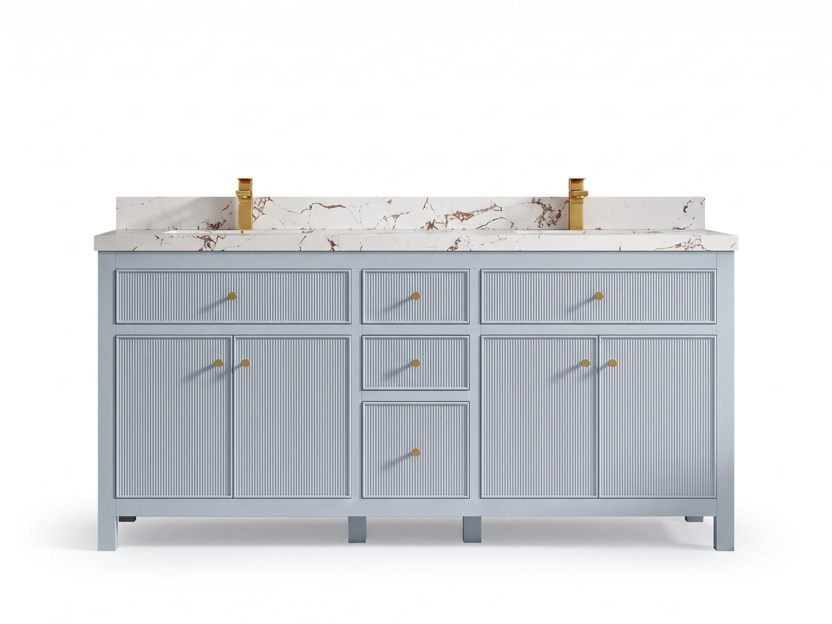 Sonoma 72 in W x 22 in D Free Standing Reeded Double Sink Bathroom Vanity