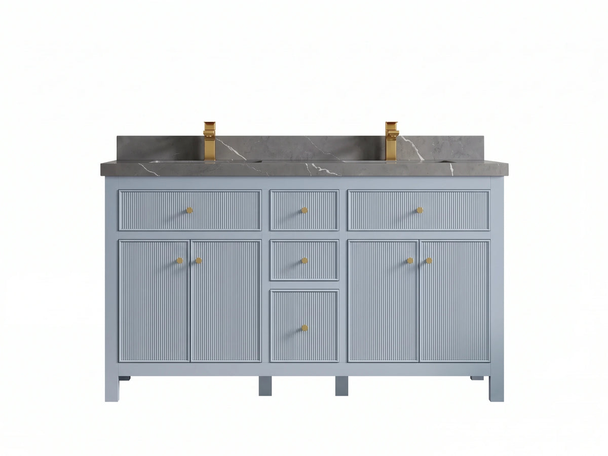 Sonoma 60 in W x 22 in D Free Standing Reeded Double Sink Bathroom Vanity