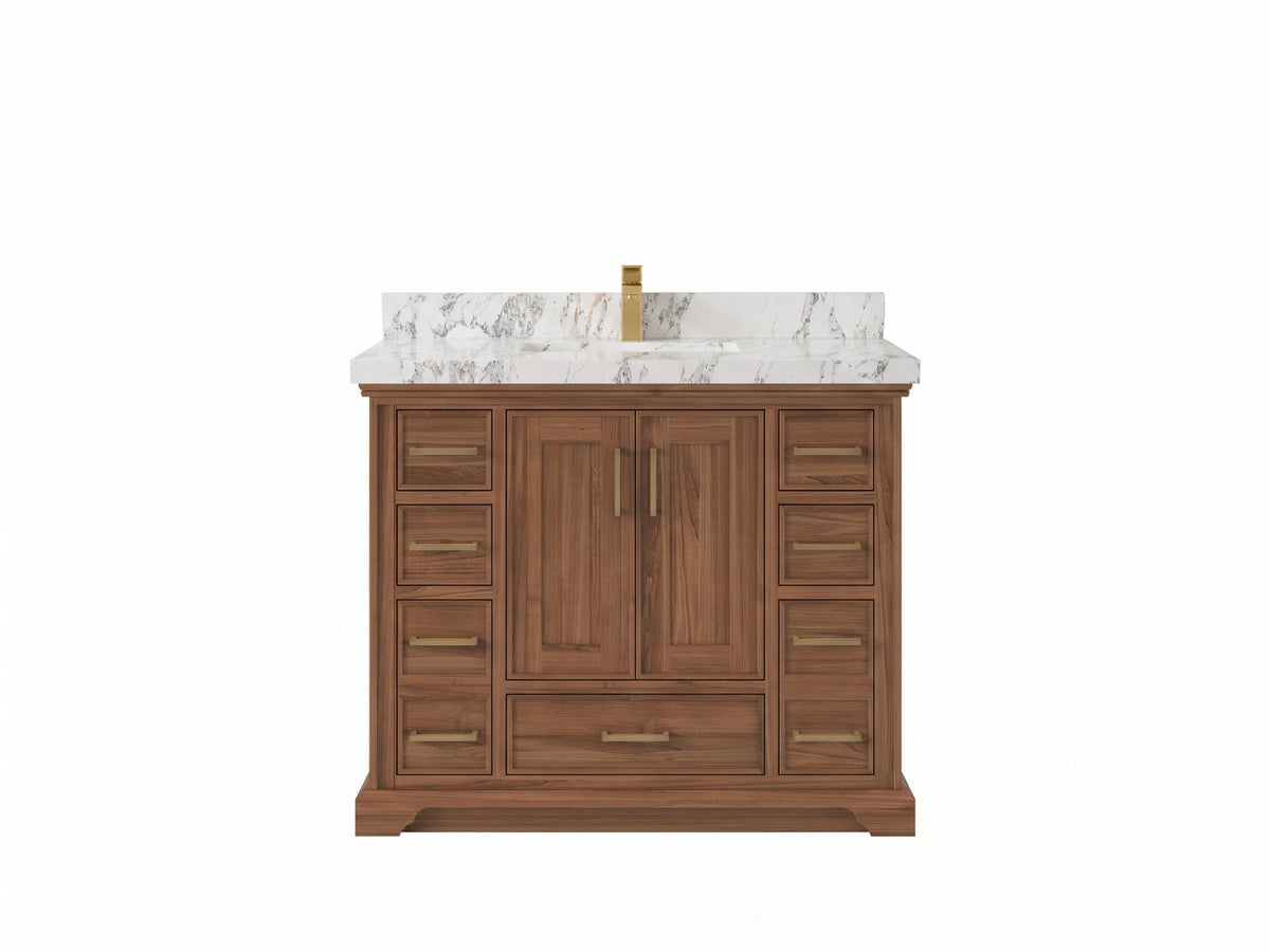 Charlotte Teak Wood 42 in. W x 22 in. D Single Sink Bathroom Vanity