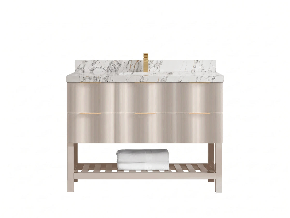Catalina 48 in W x 22 in D Free Standing Reeded Single Sink Bathroom Vanity