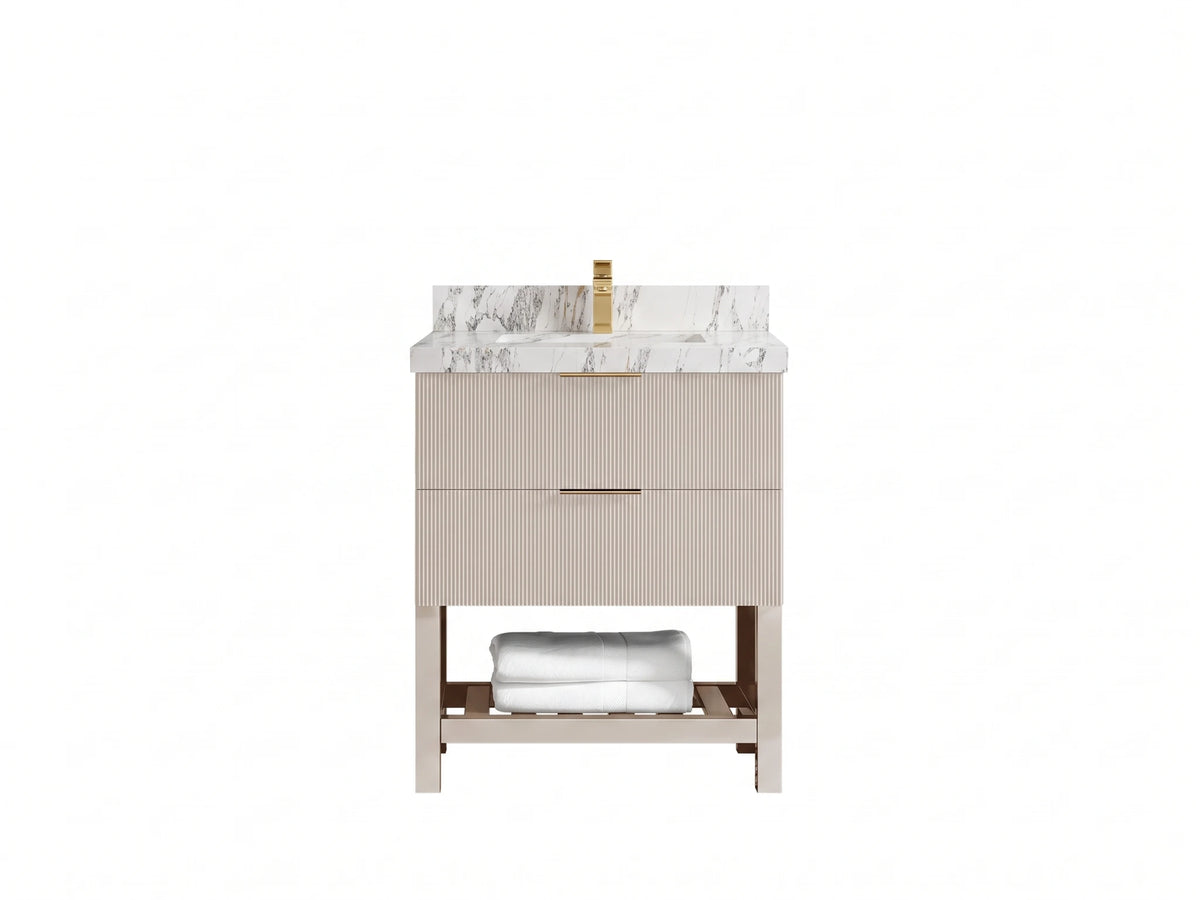 Catalina 30 in W x 22 in D Free Standing Reeded Single Sink Bathroom Vanity