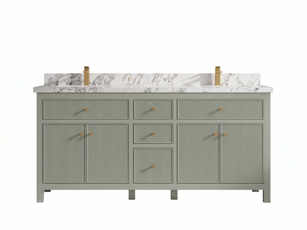 Sonoma 72 in W x 22 in D Free Standing Reeded Double Sink Bathroom Vanity