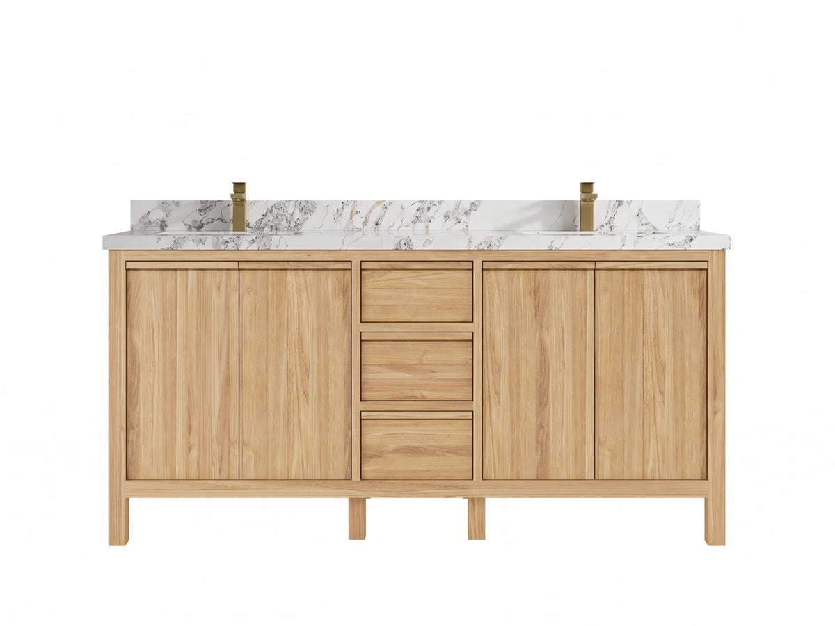 Elizabeth Teak Wood 72 in. W x 22 in. D Double Sink Bathroom Vanity